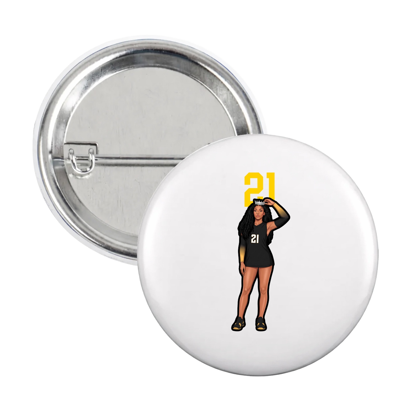 Game Day Button — Number Top in White