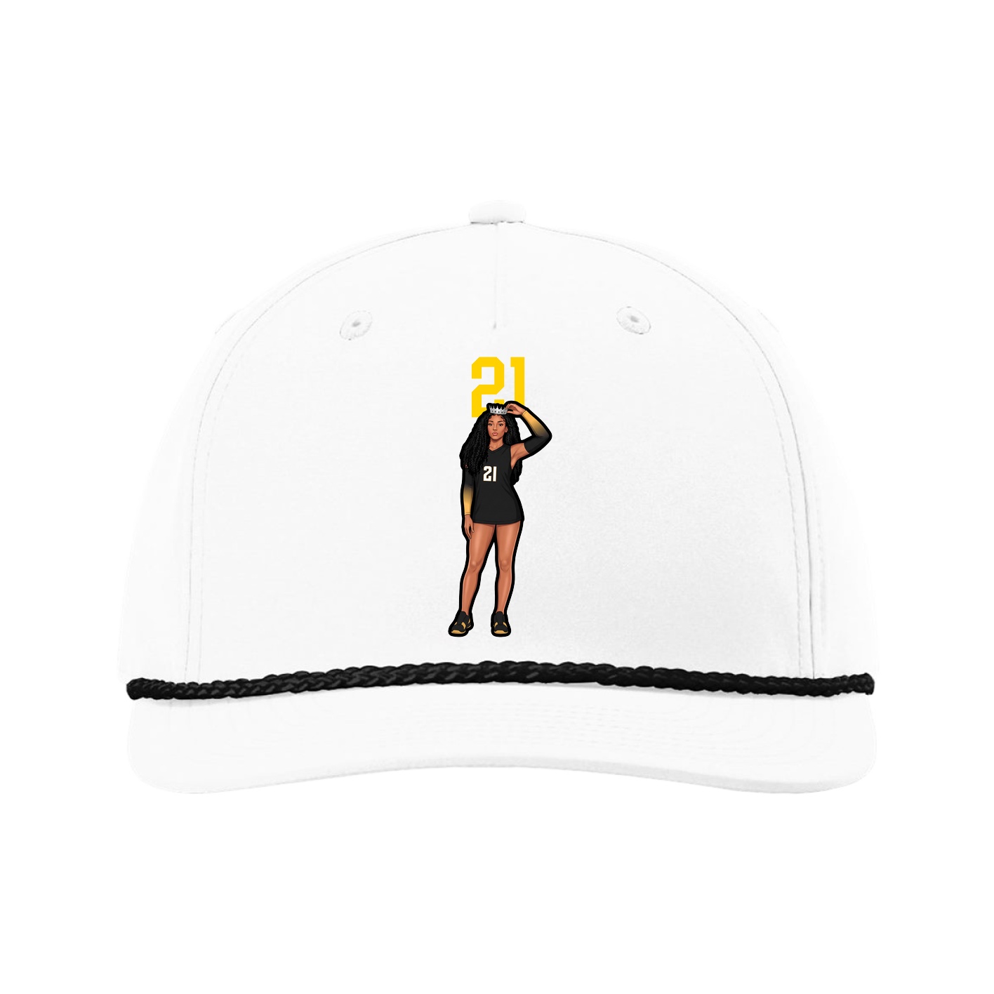 Five-Panel Classic Rope Cap — Number Top in White