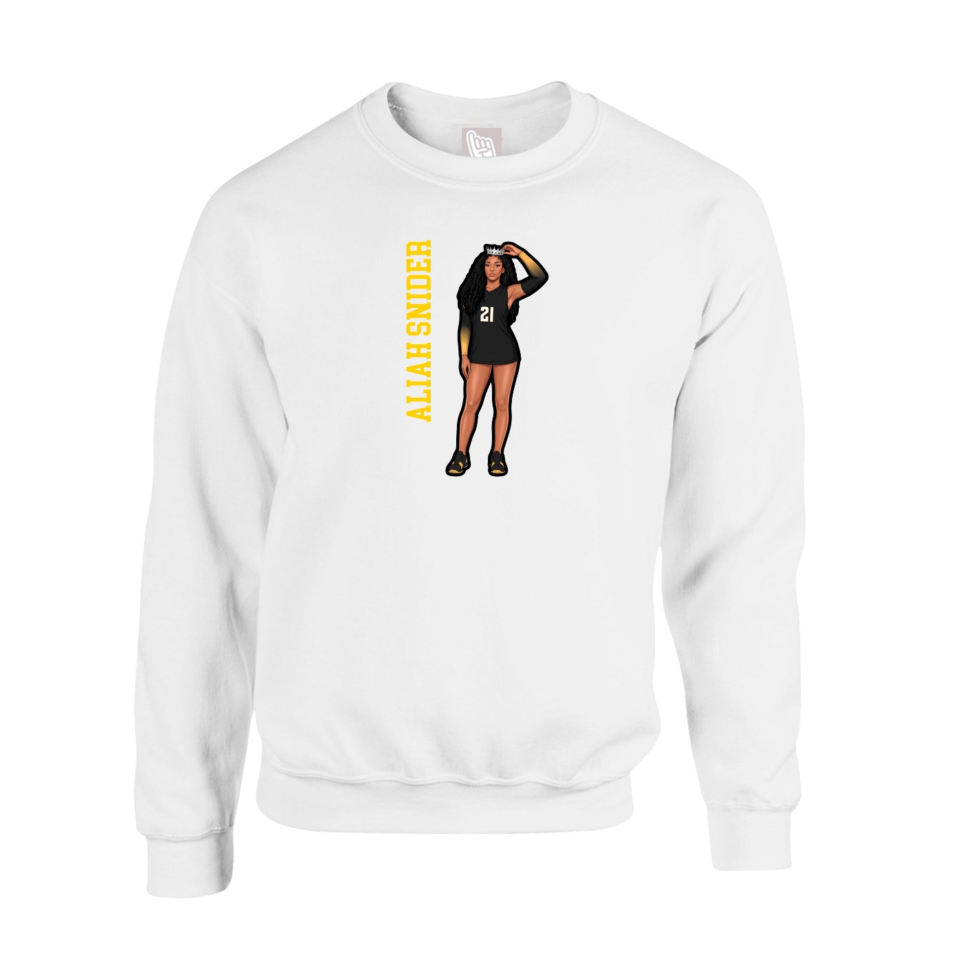 Fleece Crew — Name Vertical in White