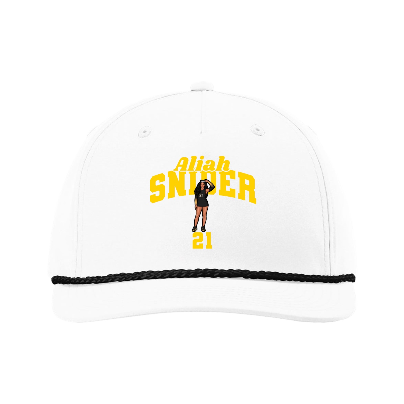 Five-Panel Classic Rope Cap — Signature Arch in White