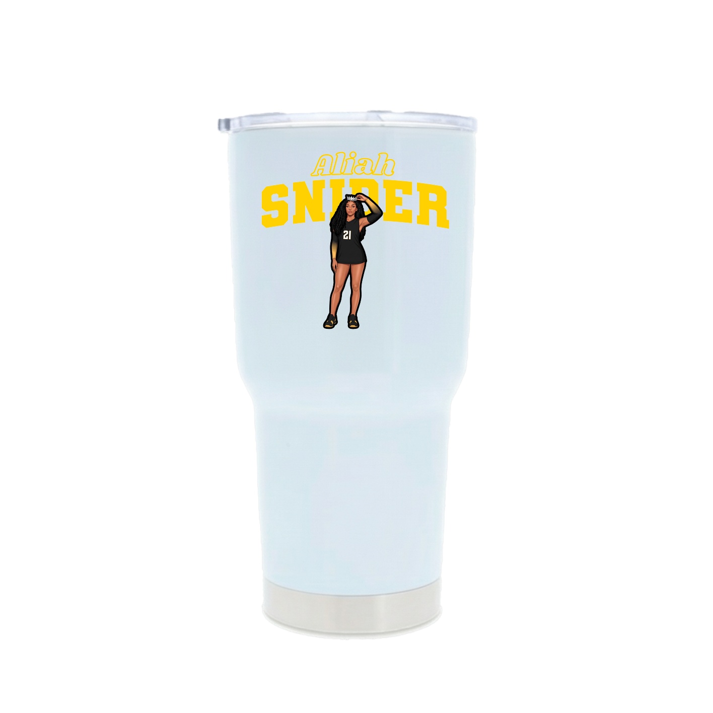 30oz Stainless Steel Tumbler — Name Arch in White