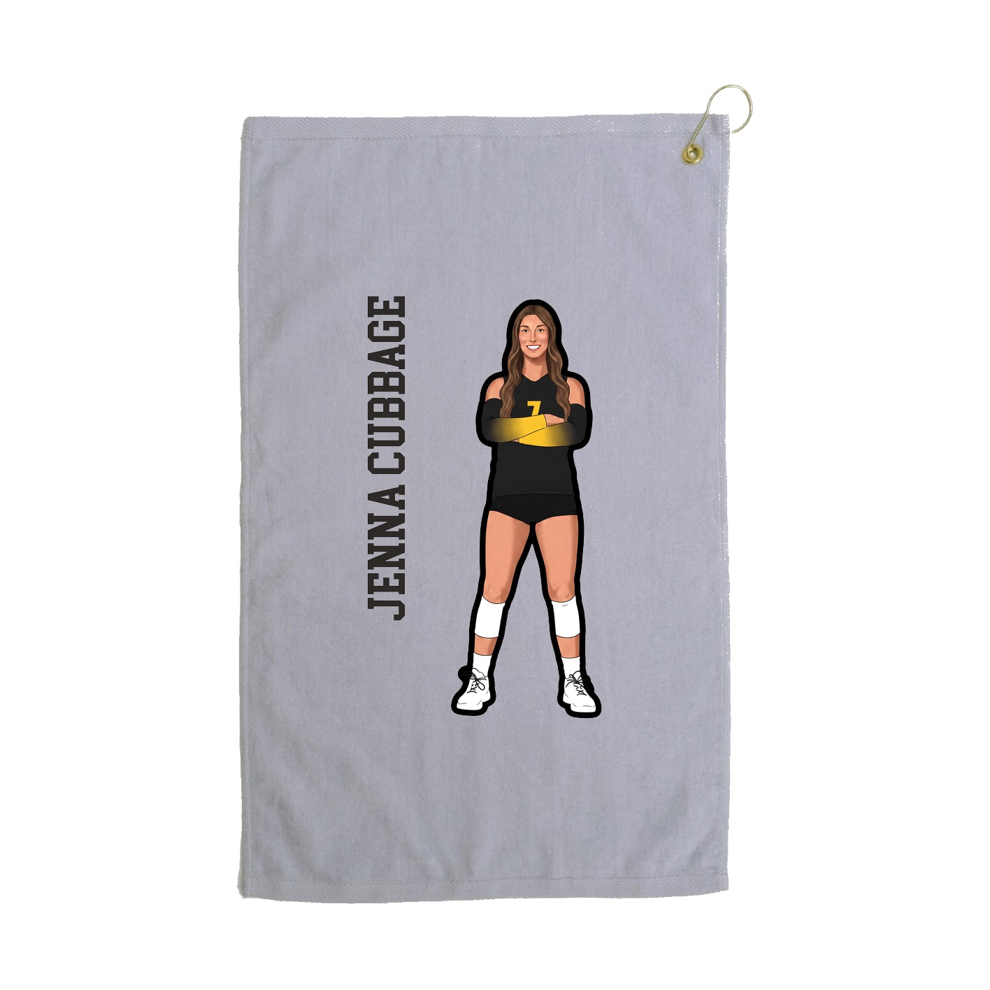 Golf Towel — Name Vertical in Grey