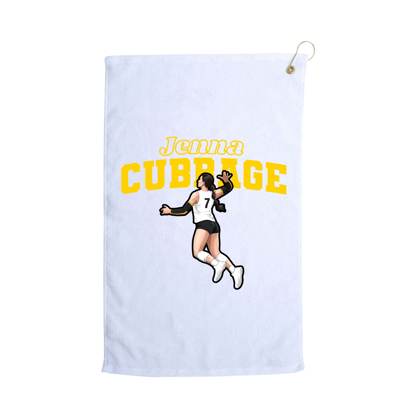 Golf Towel — Name Arch in White