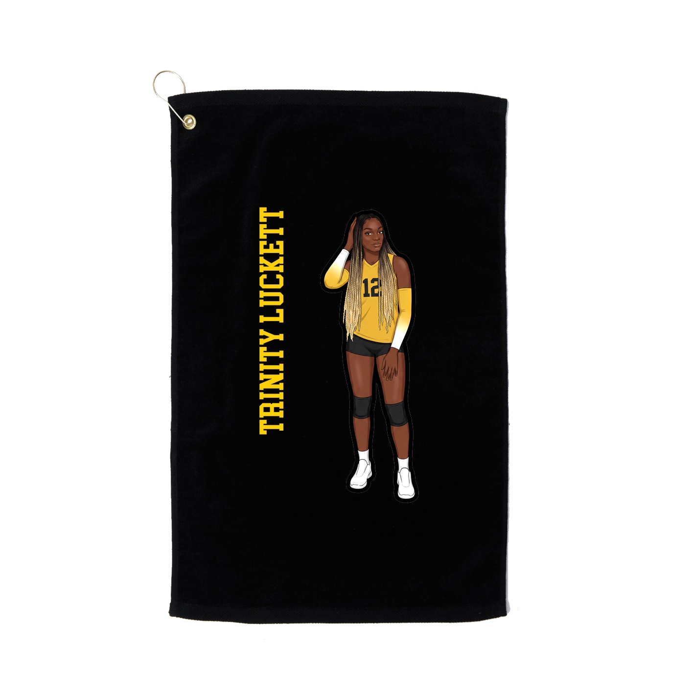 Golf Towel — Name Vertical in Black