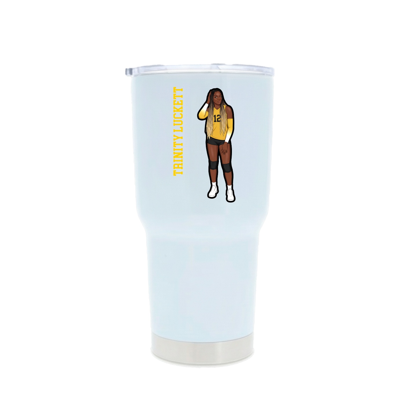 30oz Stainless Steel Tumbler — Name Vertical in White