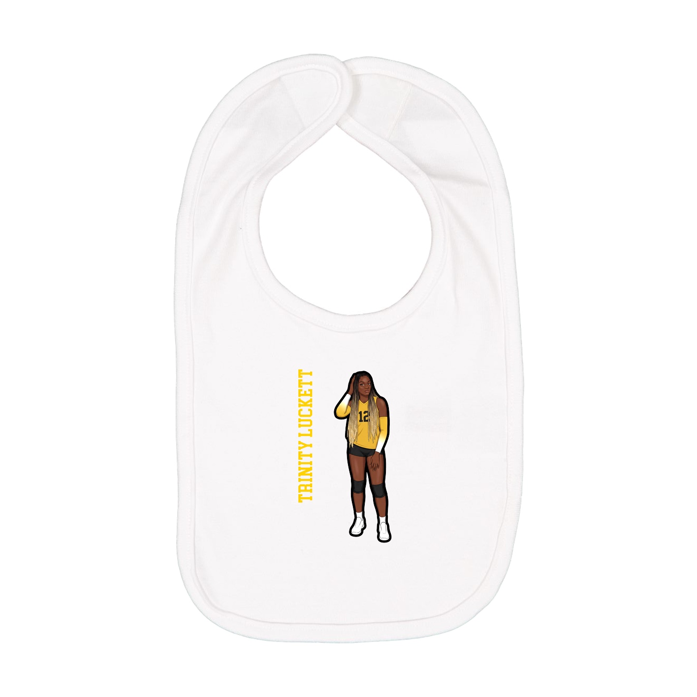Infant Bib — Name Vertical in White