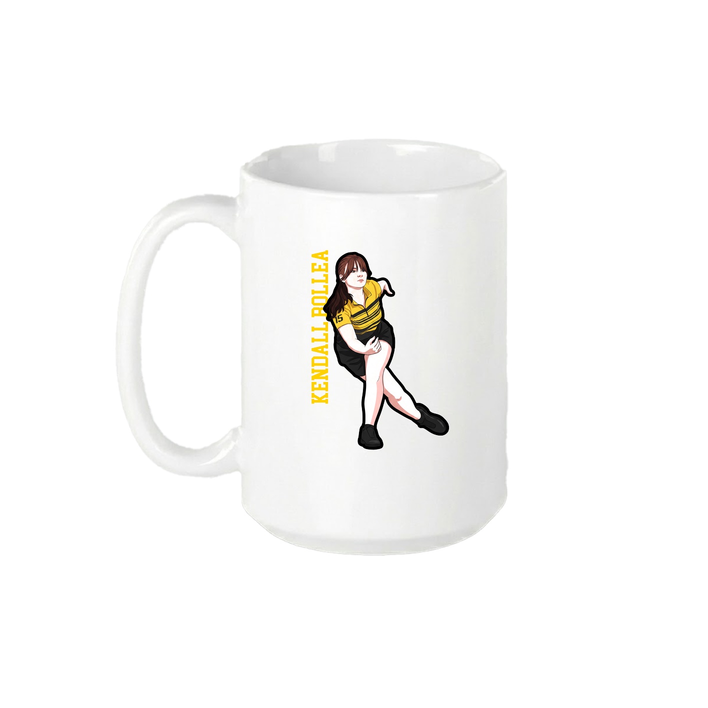 15oz Coffee Mug — Name Vertical in White
