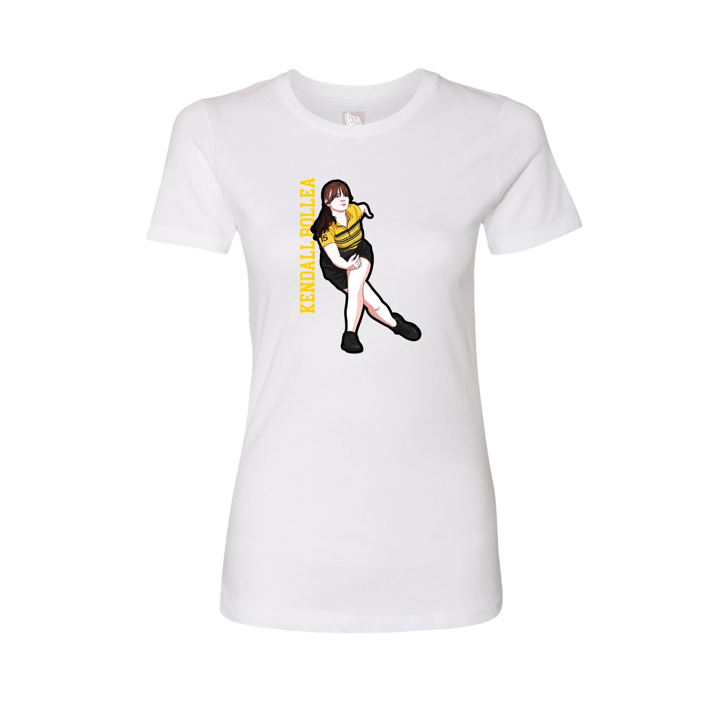 Fitted Women's Tee — Name Vertical in White