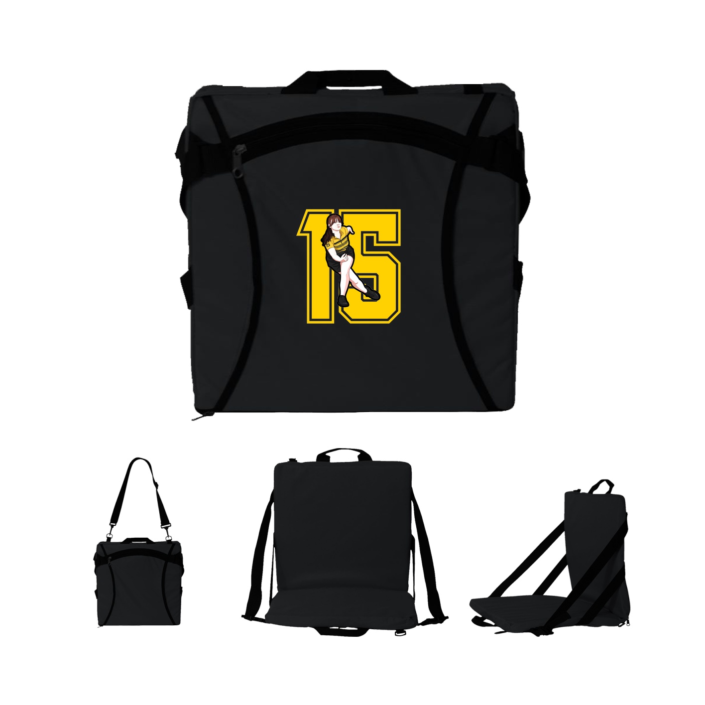 Folding Stadium Seat — Number in Black