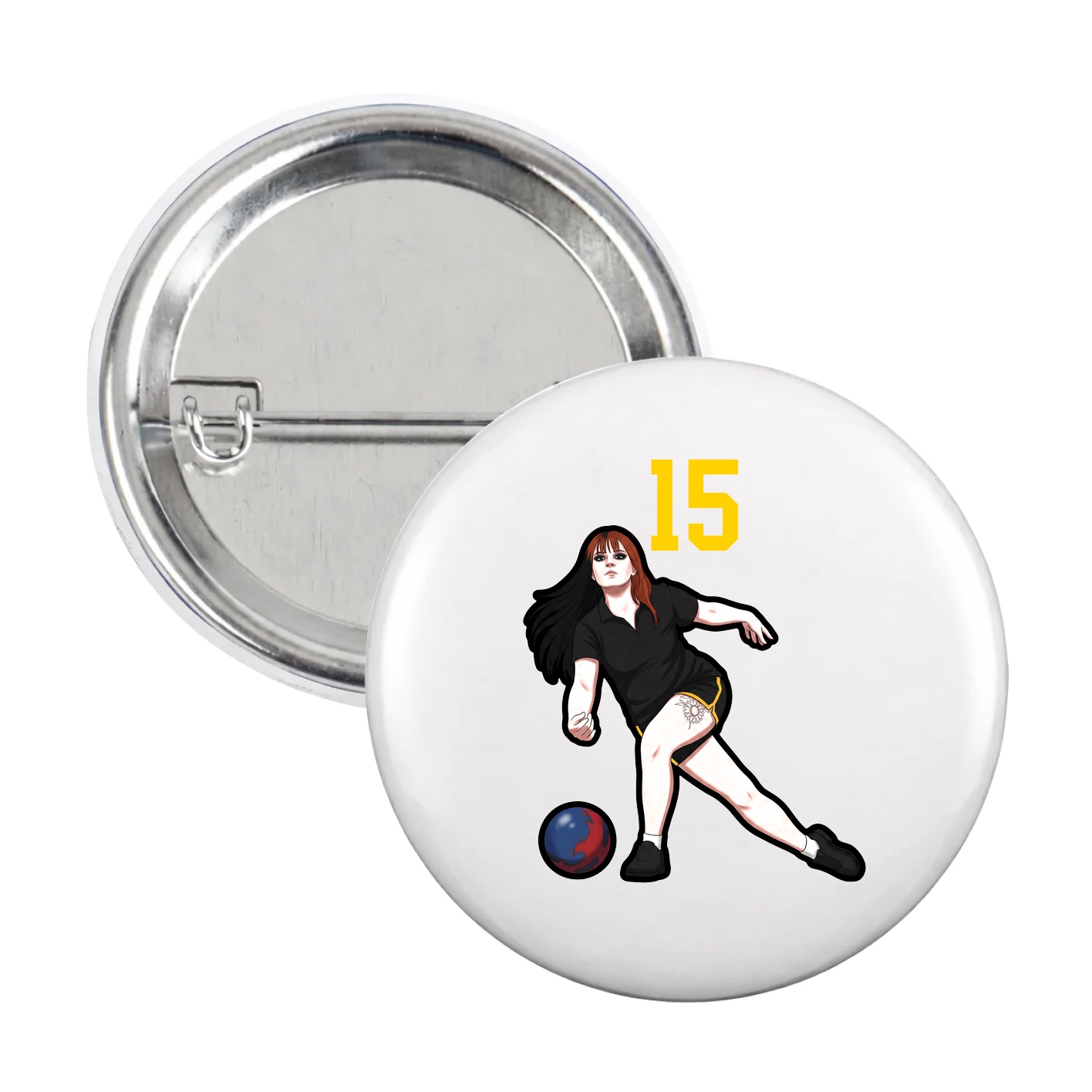 Game Day Button — Number Top in White