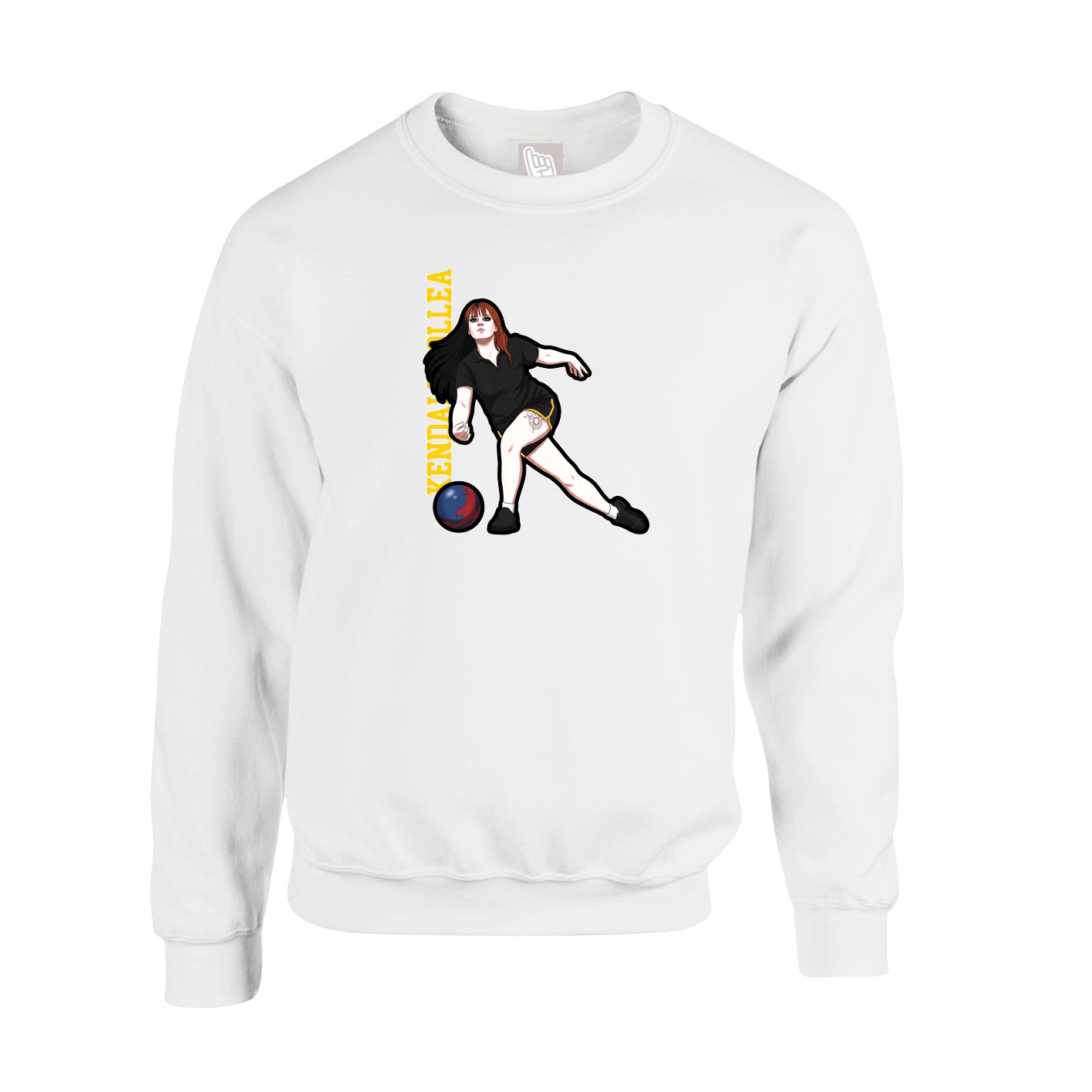 Fleece Crew — Name Vertical in White