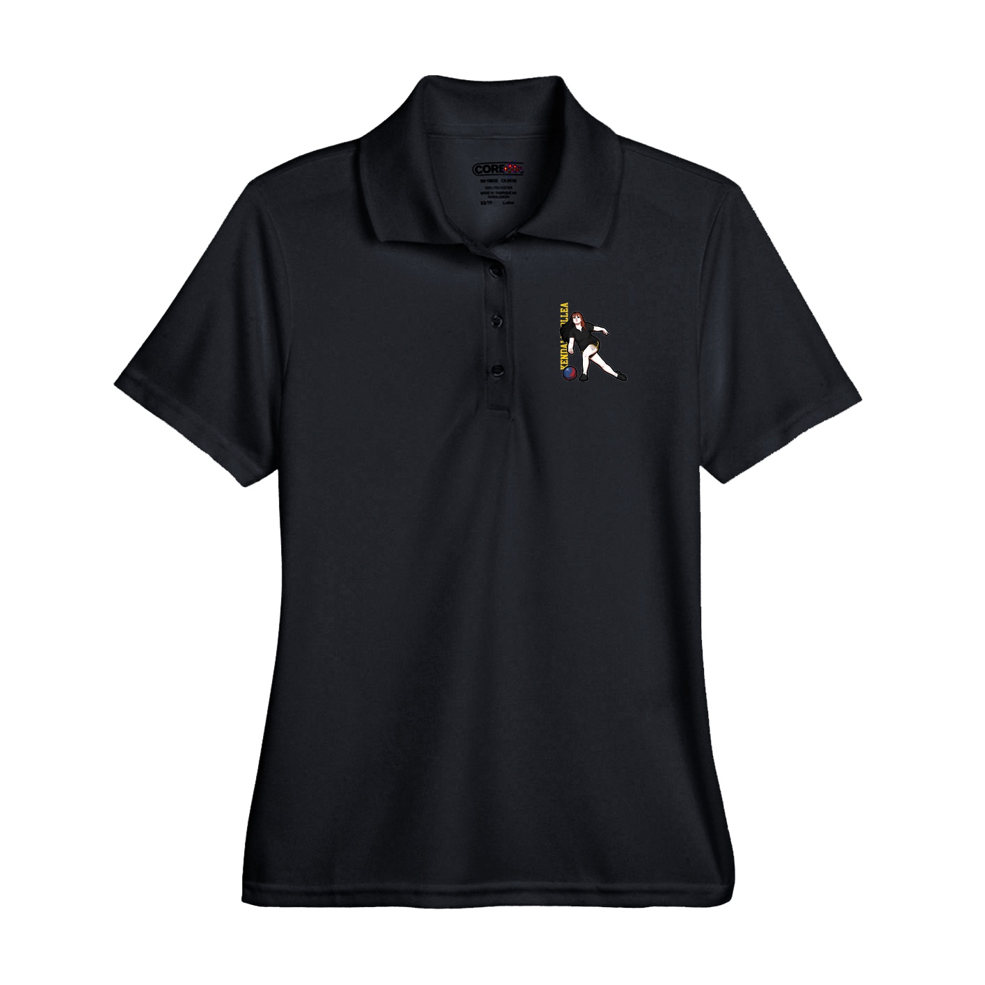 Performance Polo — Name Vertical in Black