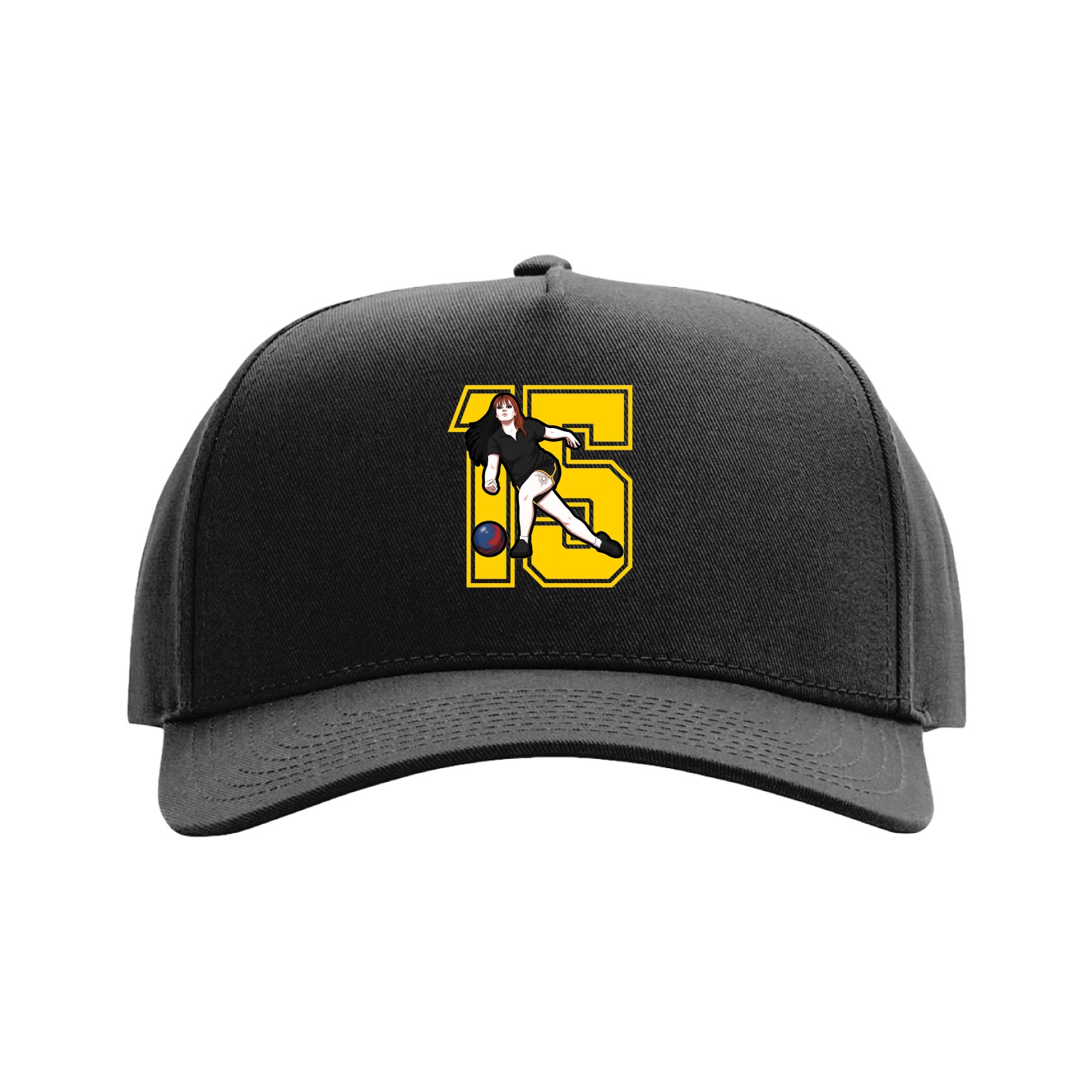Full Fabric Five-Panel Champ Cap — Number in Black