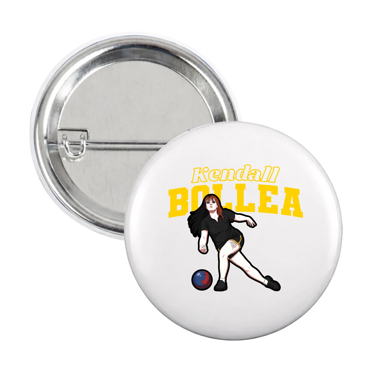 Game Day Button — Name Arch in White