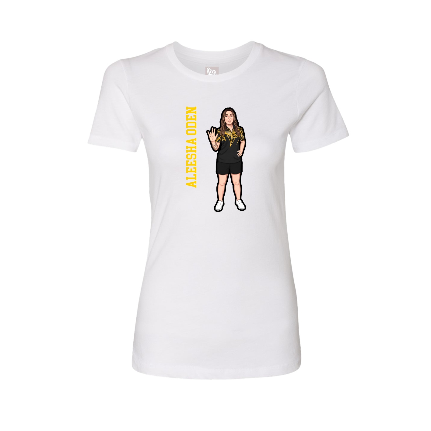 Fitted Women's Tee — Name Vertical in White