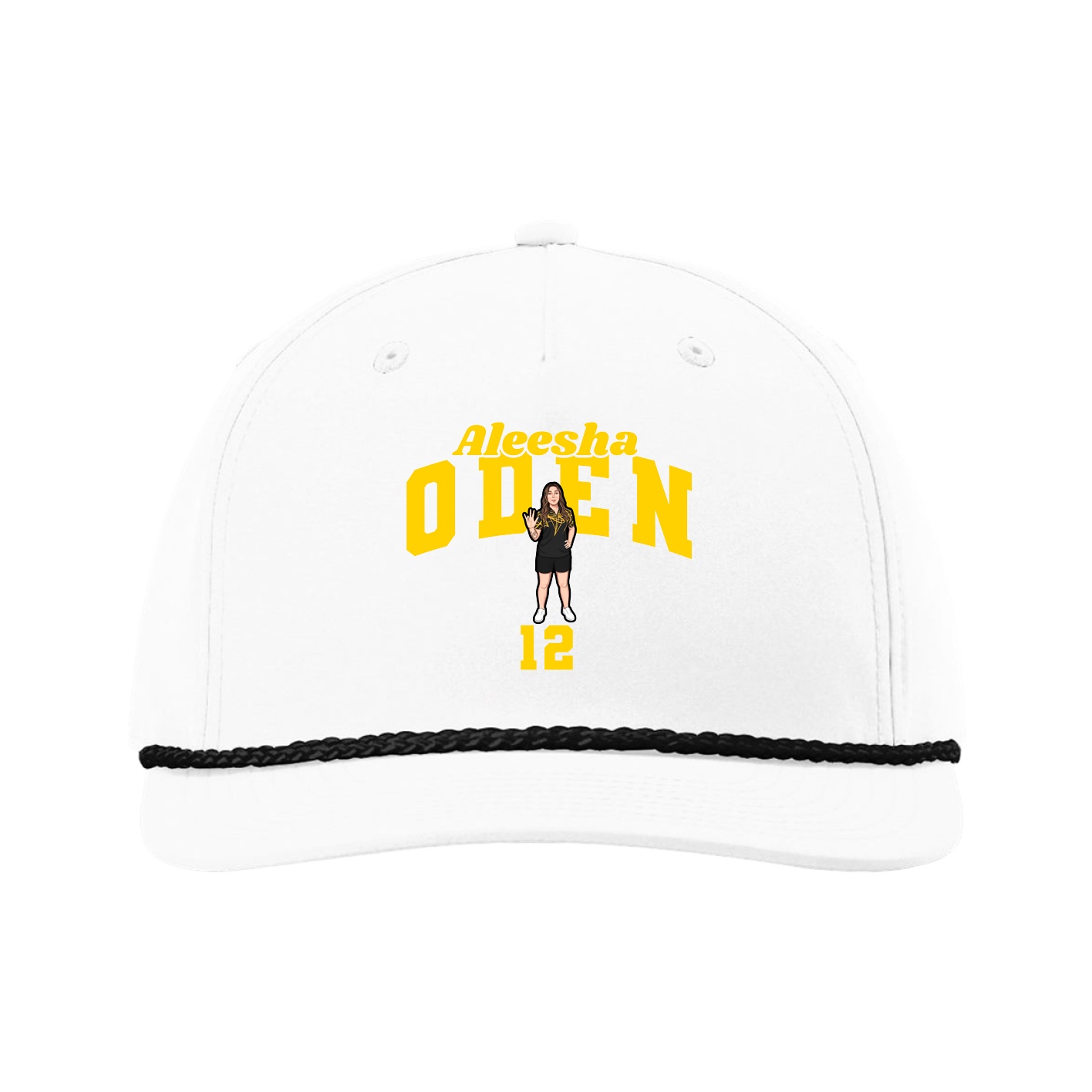Five-Panel Classic Rope Cap — Signature Arch in White