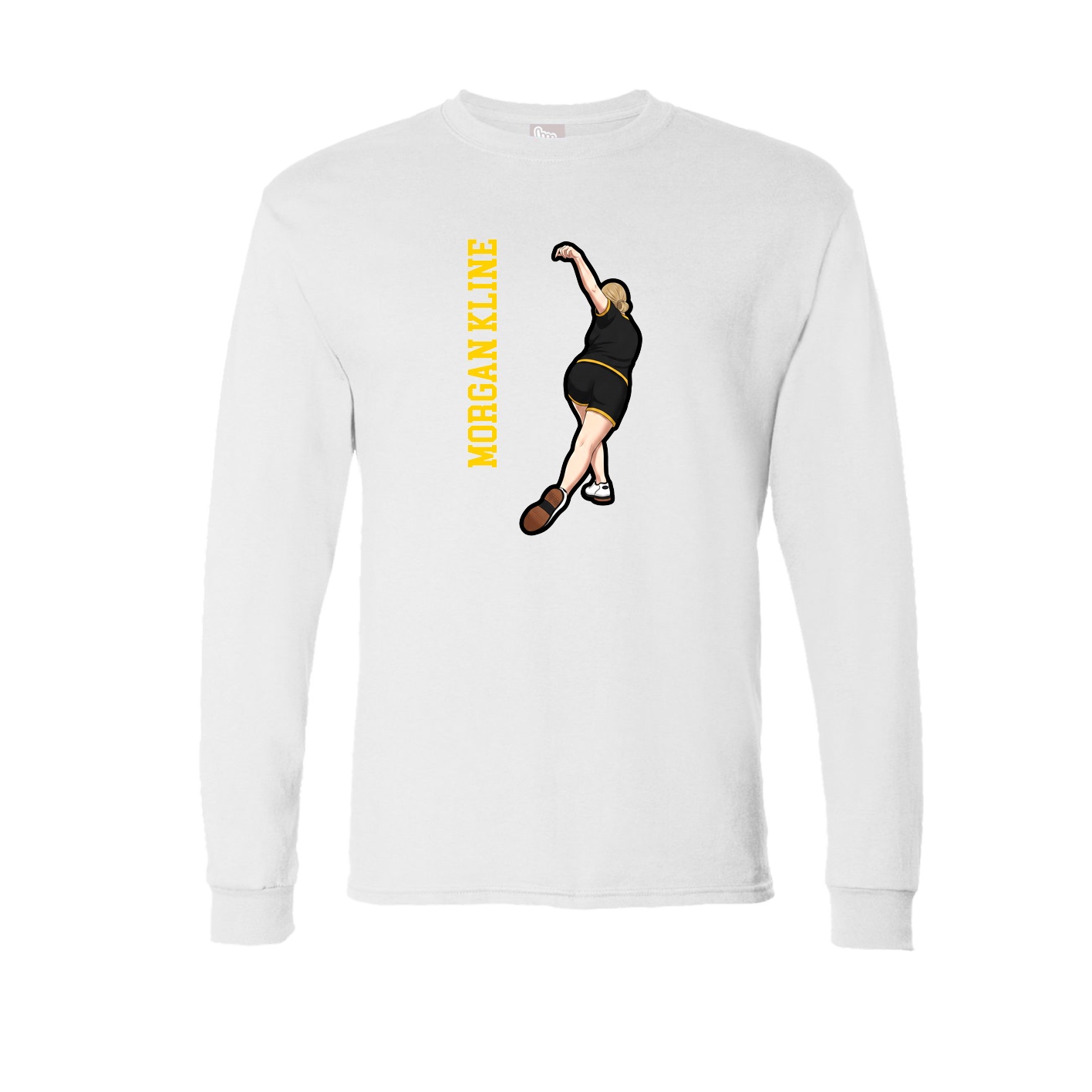 Long Sleeve Tee — Name Vertical in White