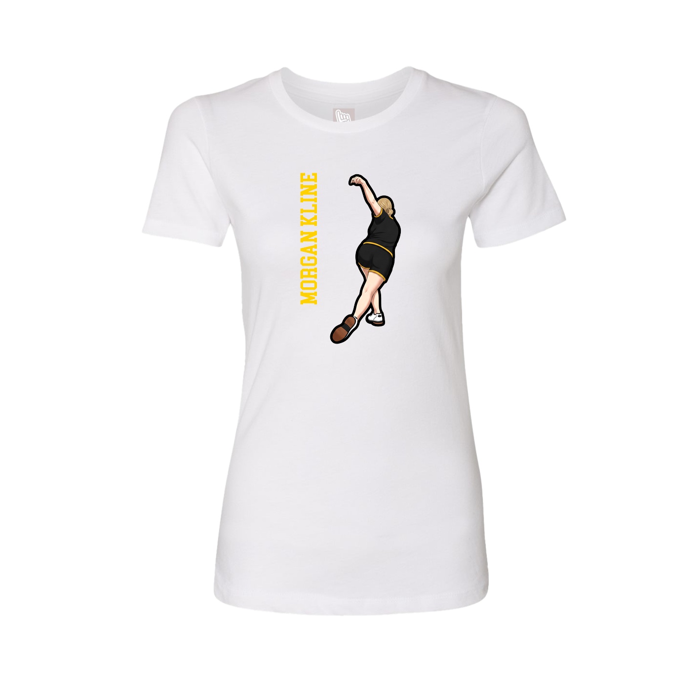 Womens Tee — Name Vertical in White