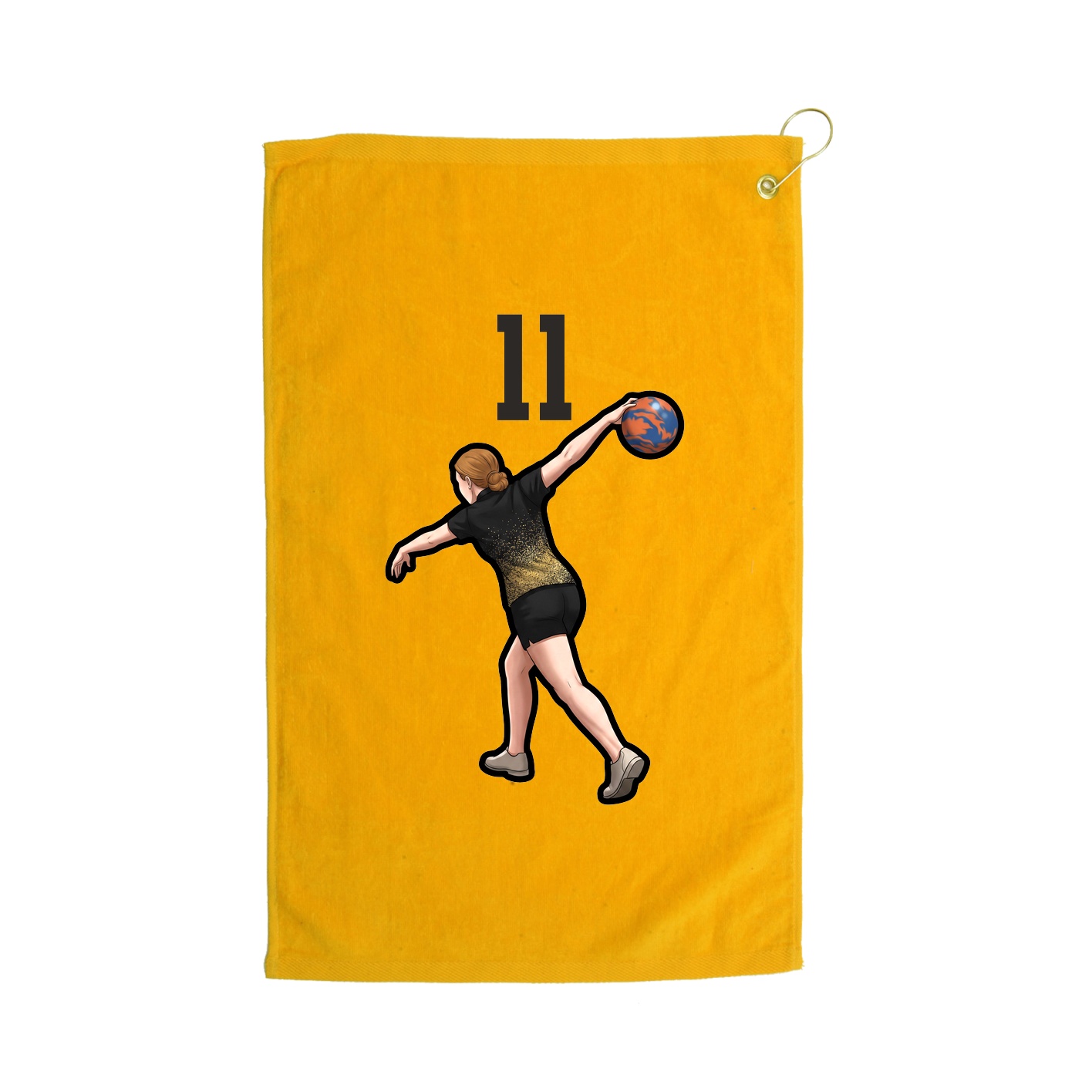 Golf Towel — Number Top in Gold