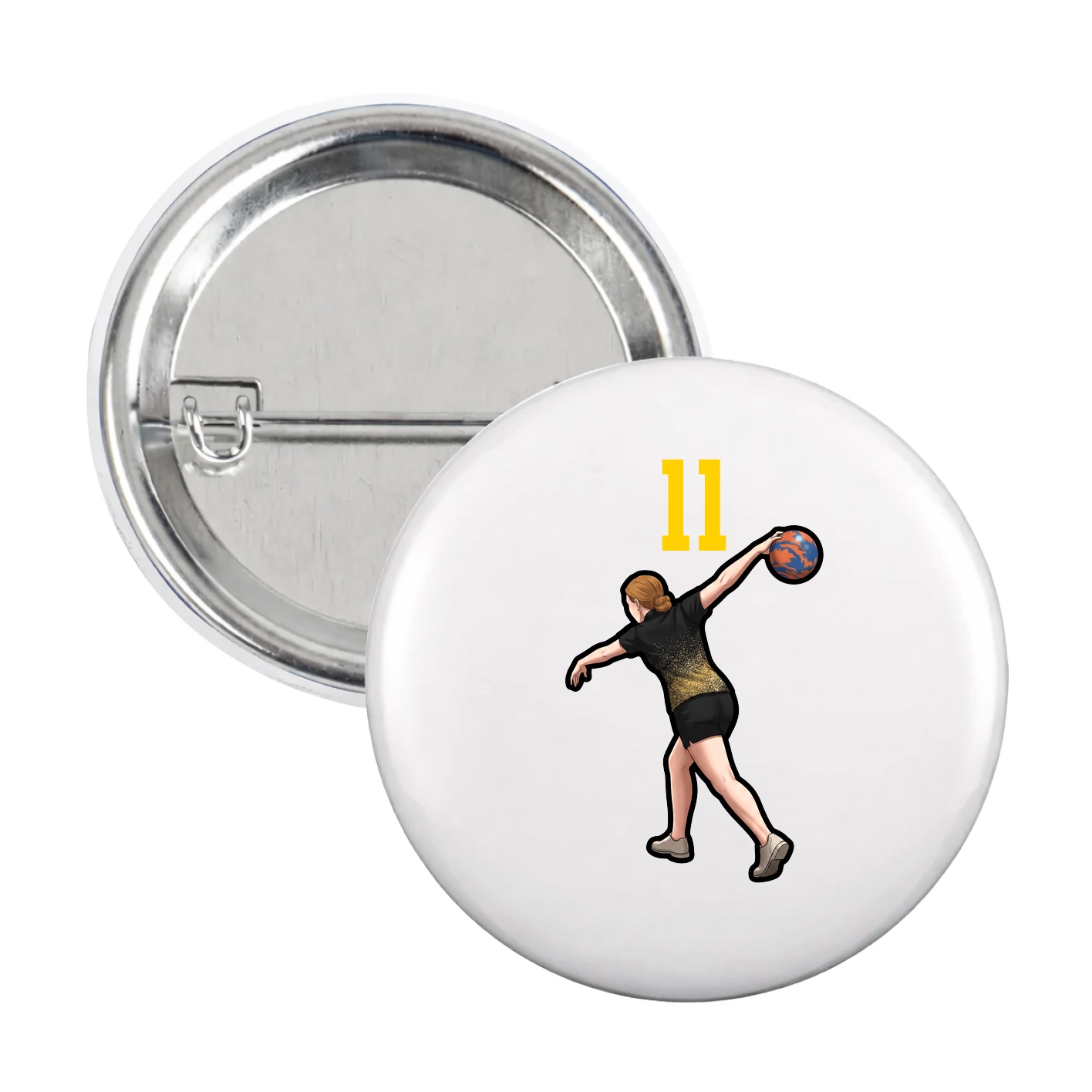 Game Day Button — Number Top in White