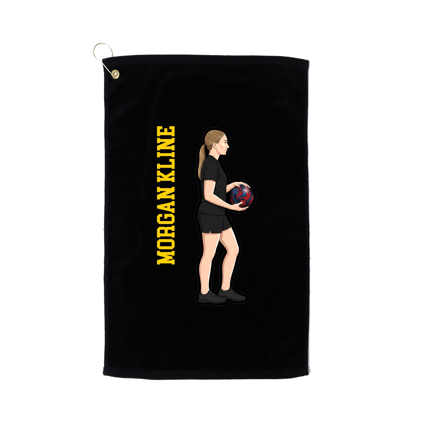 Golf Towel — Name Vertical in Black