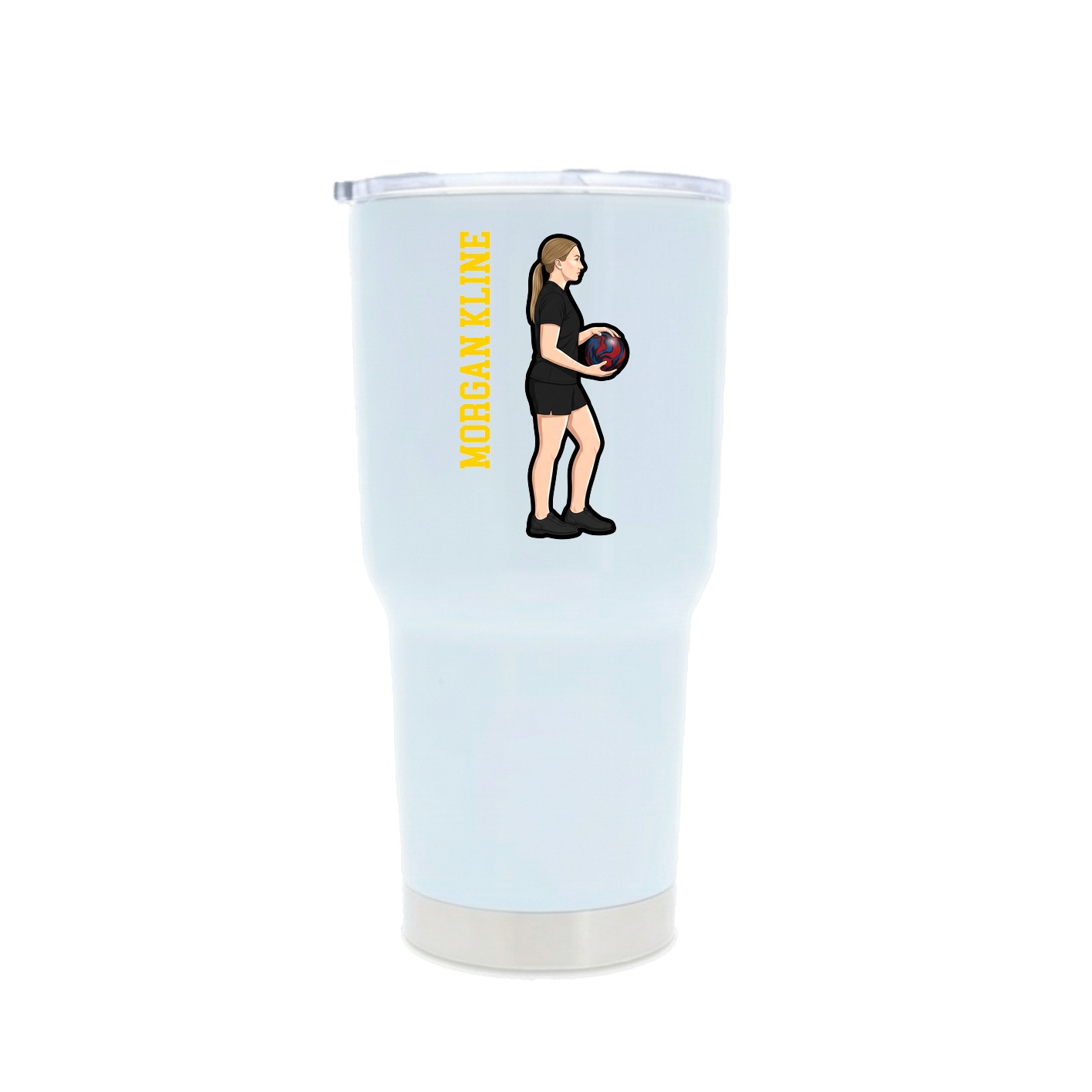 30oz Stainless Steel Tumbler — Name Vertical in White