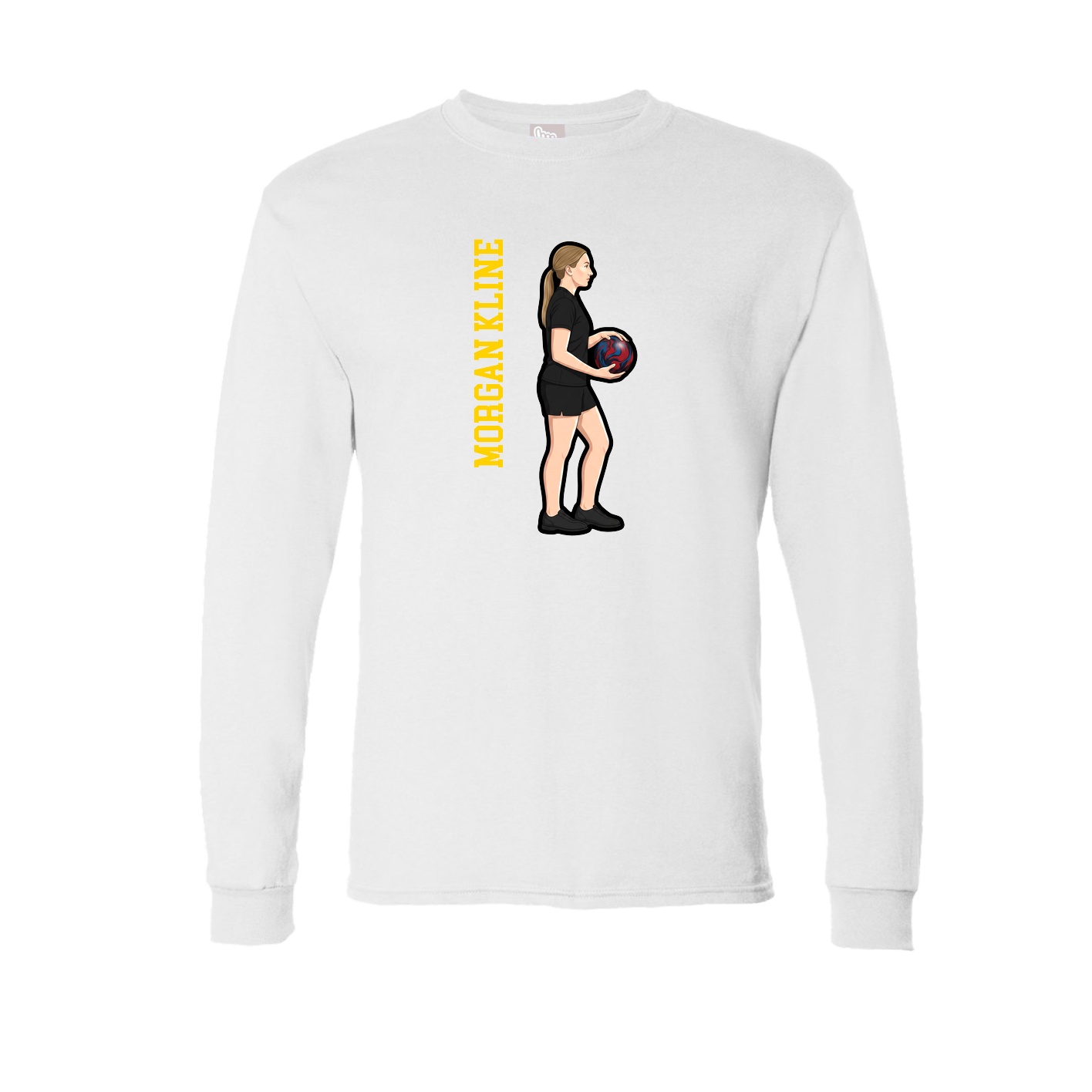Long Sleeve Tee — Name Vertical in White