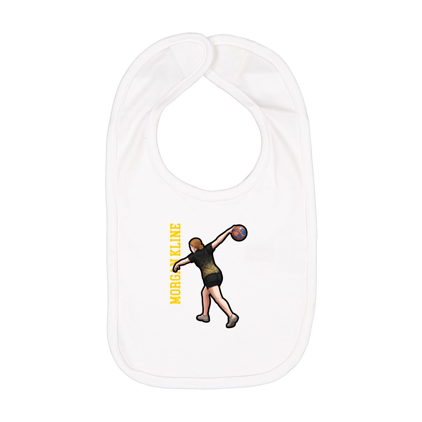 Infant Bib — Name Vertical in White