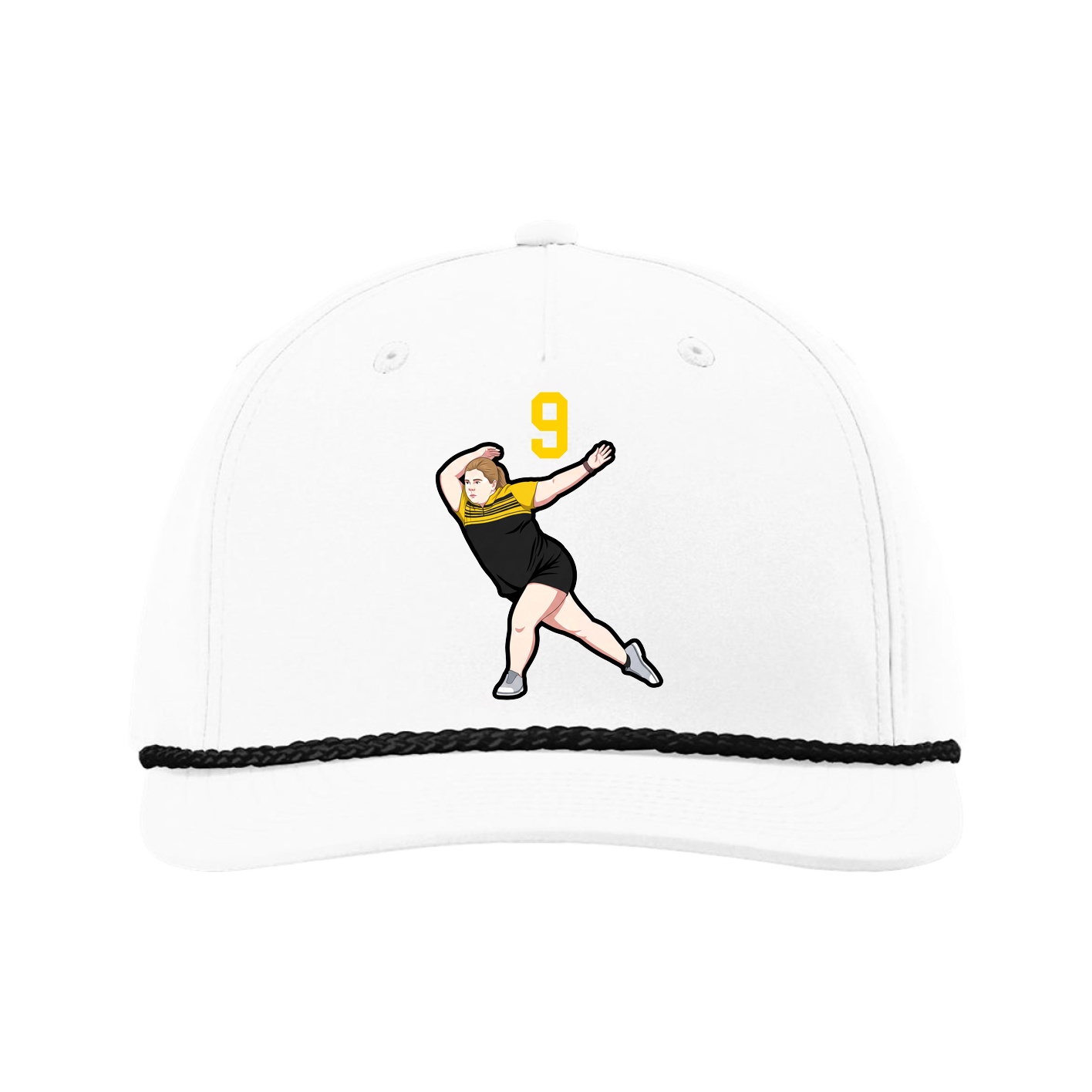 Five-Panel Classic Rope Cap — Number Top in White