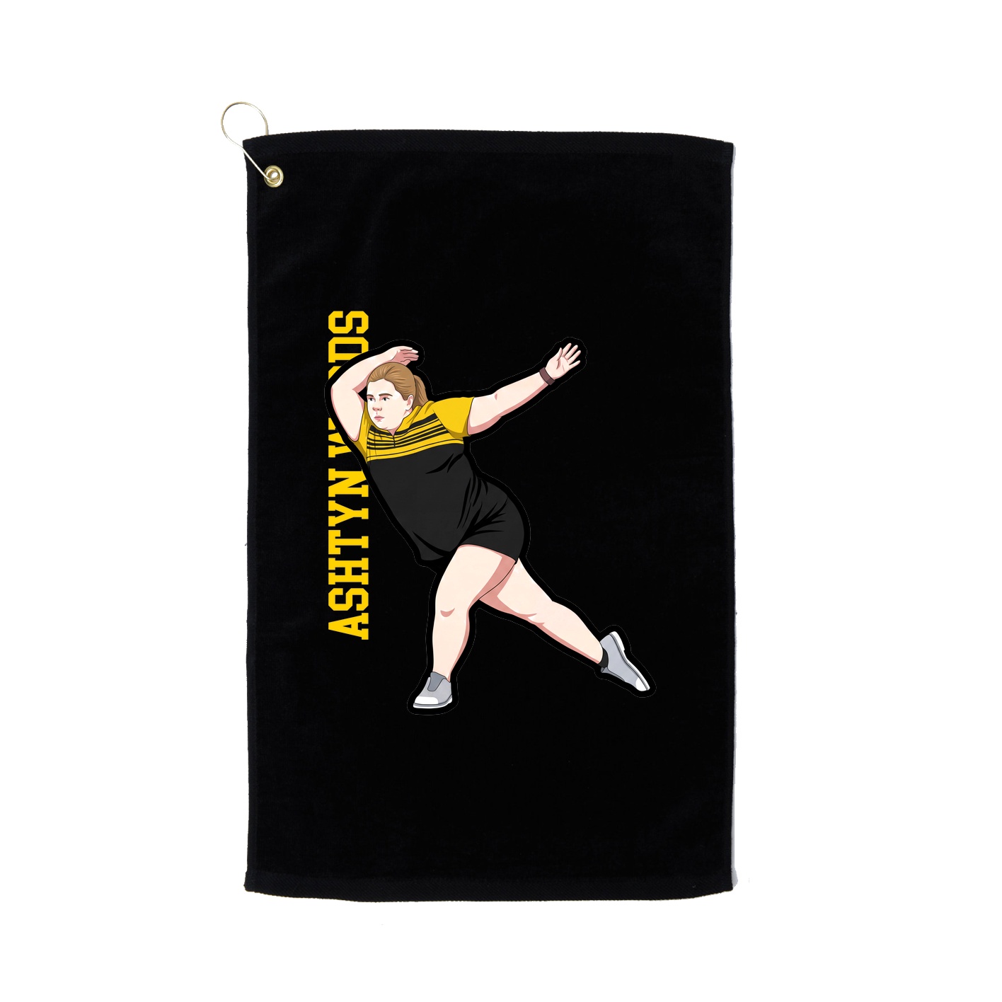 Golf Towel — Name Vertical in Black