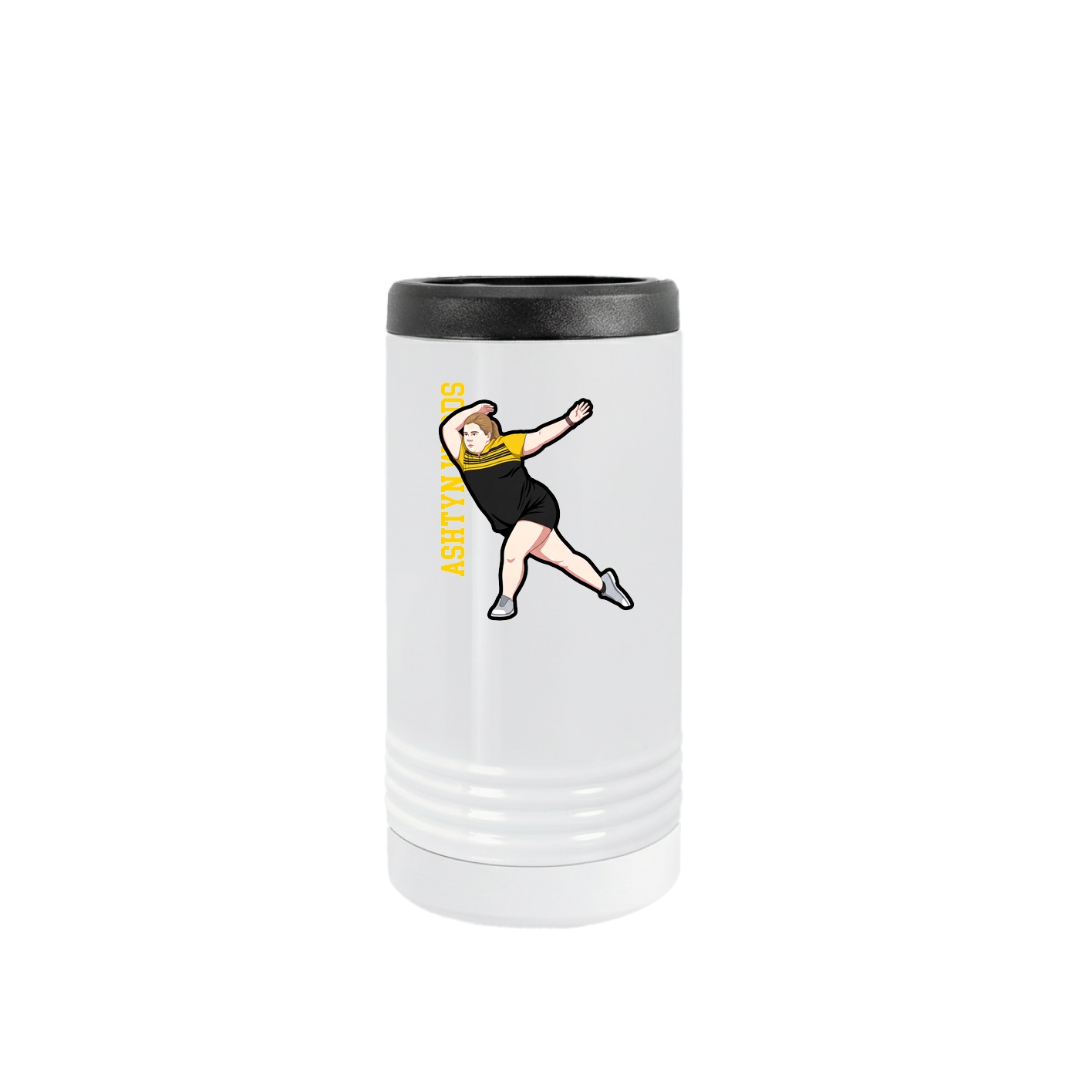 Slim Beverage Holder — Name Vertical in White