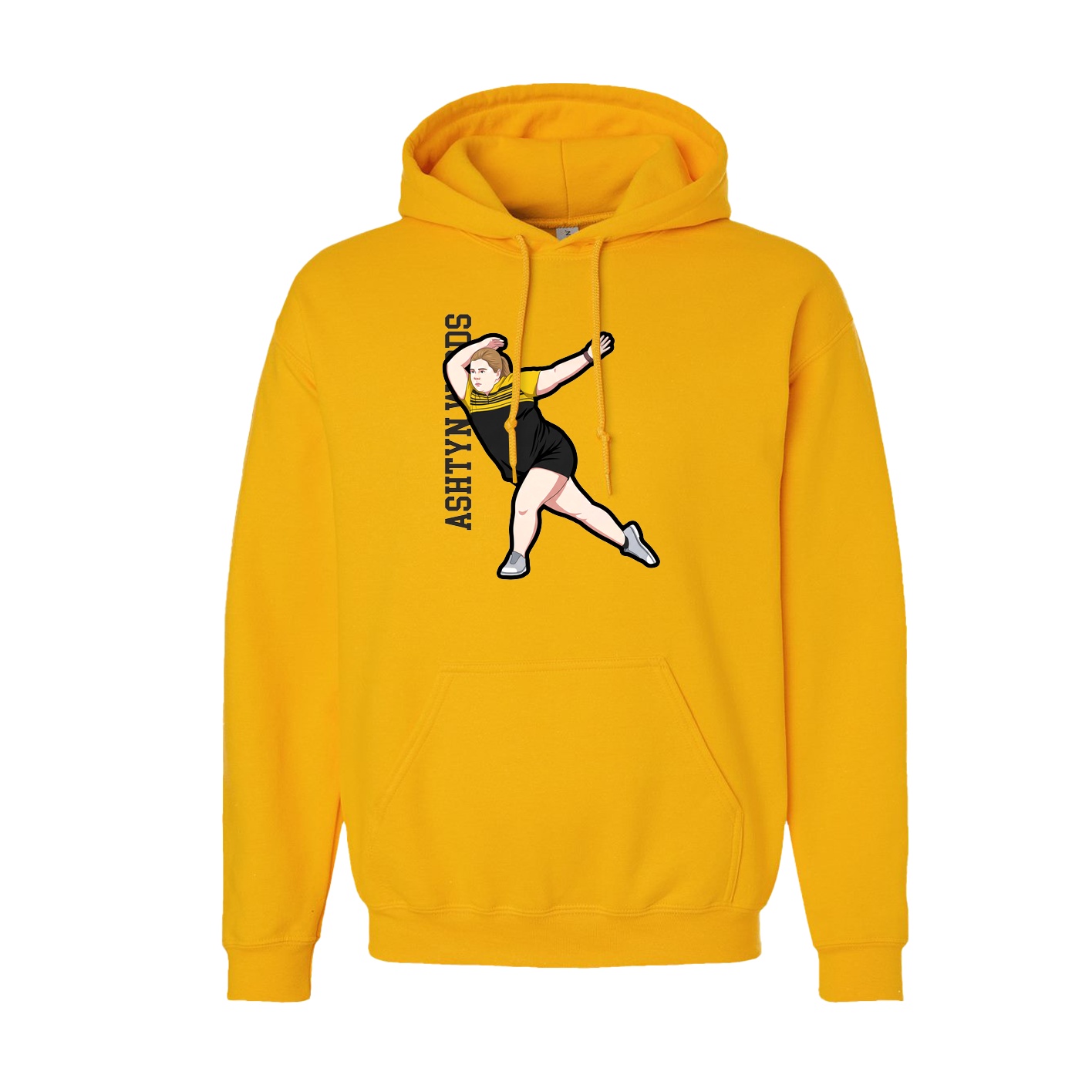 Youth Hoodie — Name Vertical in Gold