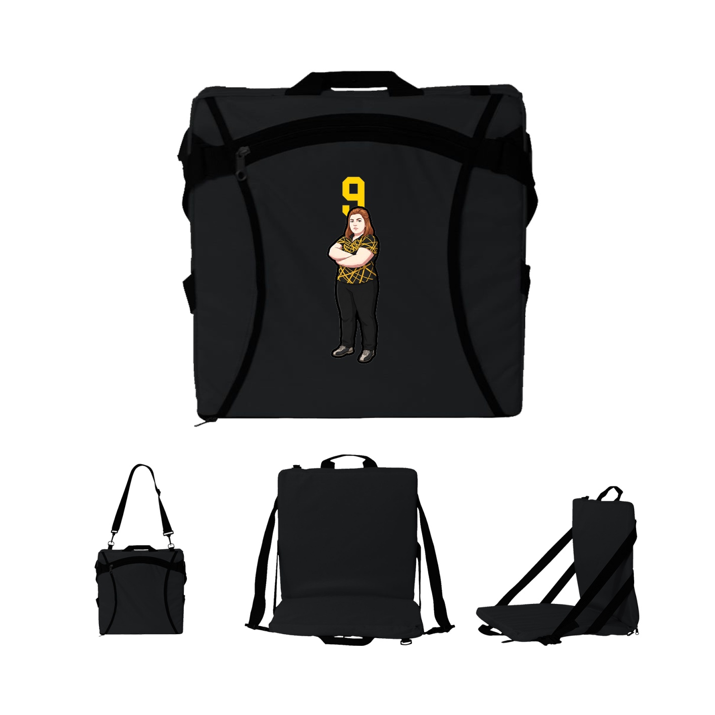 Folding Stadium Seat — Number Top in Black