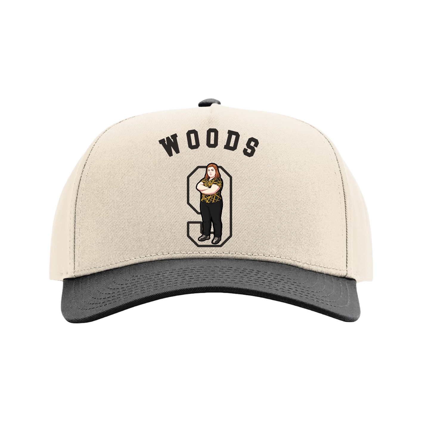 Full Fabric Five-Panel Champ Cap — Shirsey Arch in Cream/Black