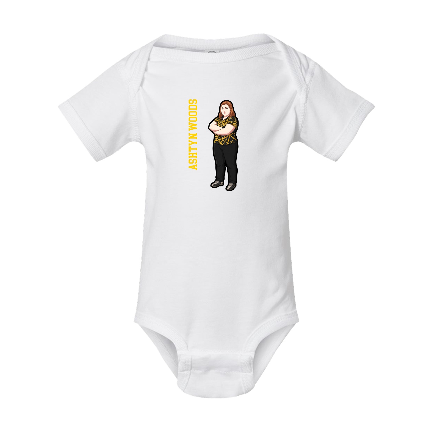 Baby Onesie — Name Vertical in White