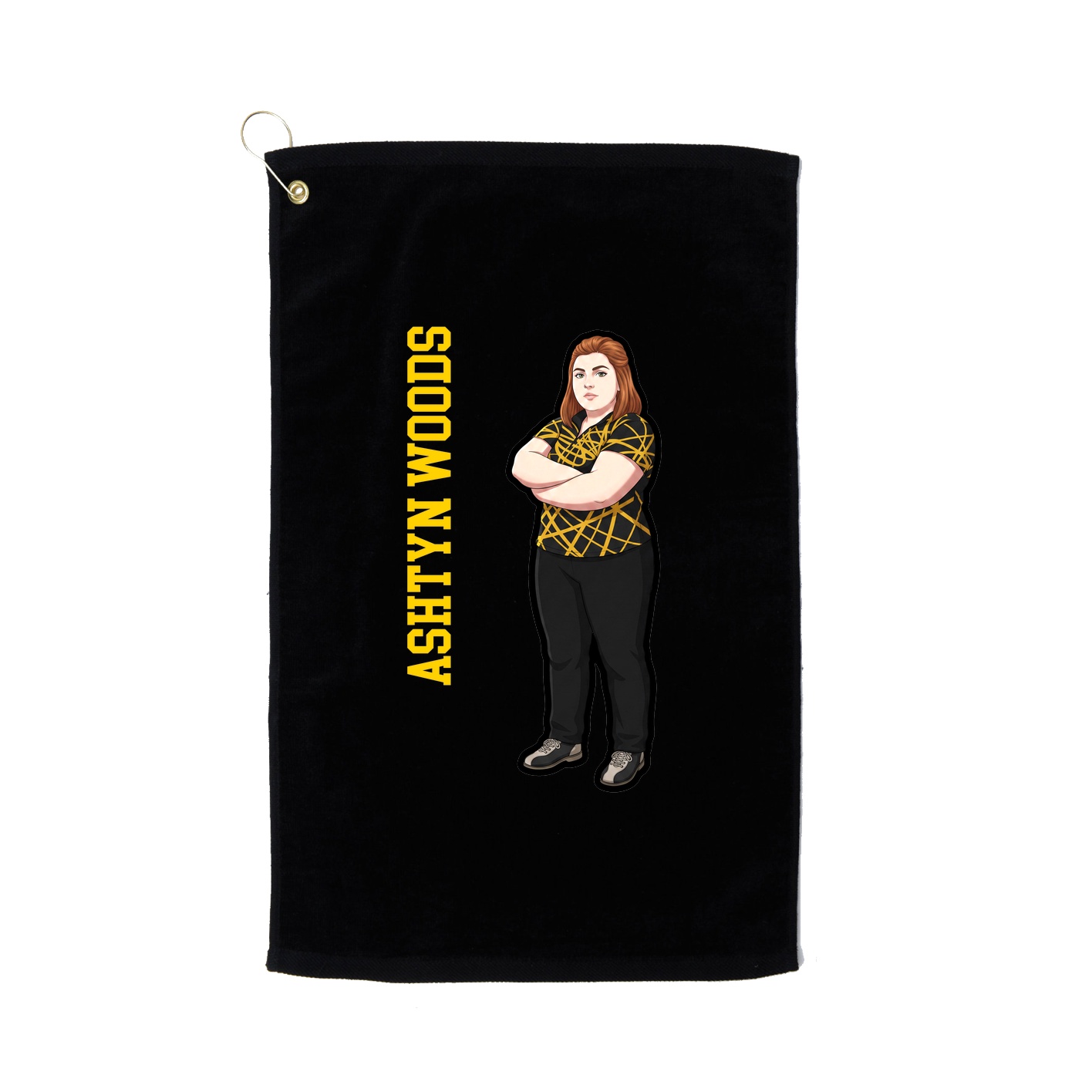 Golf Towel — Name Vertical in Black