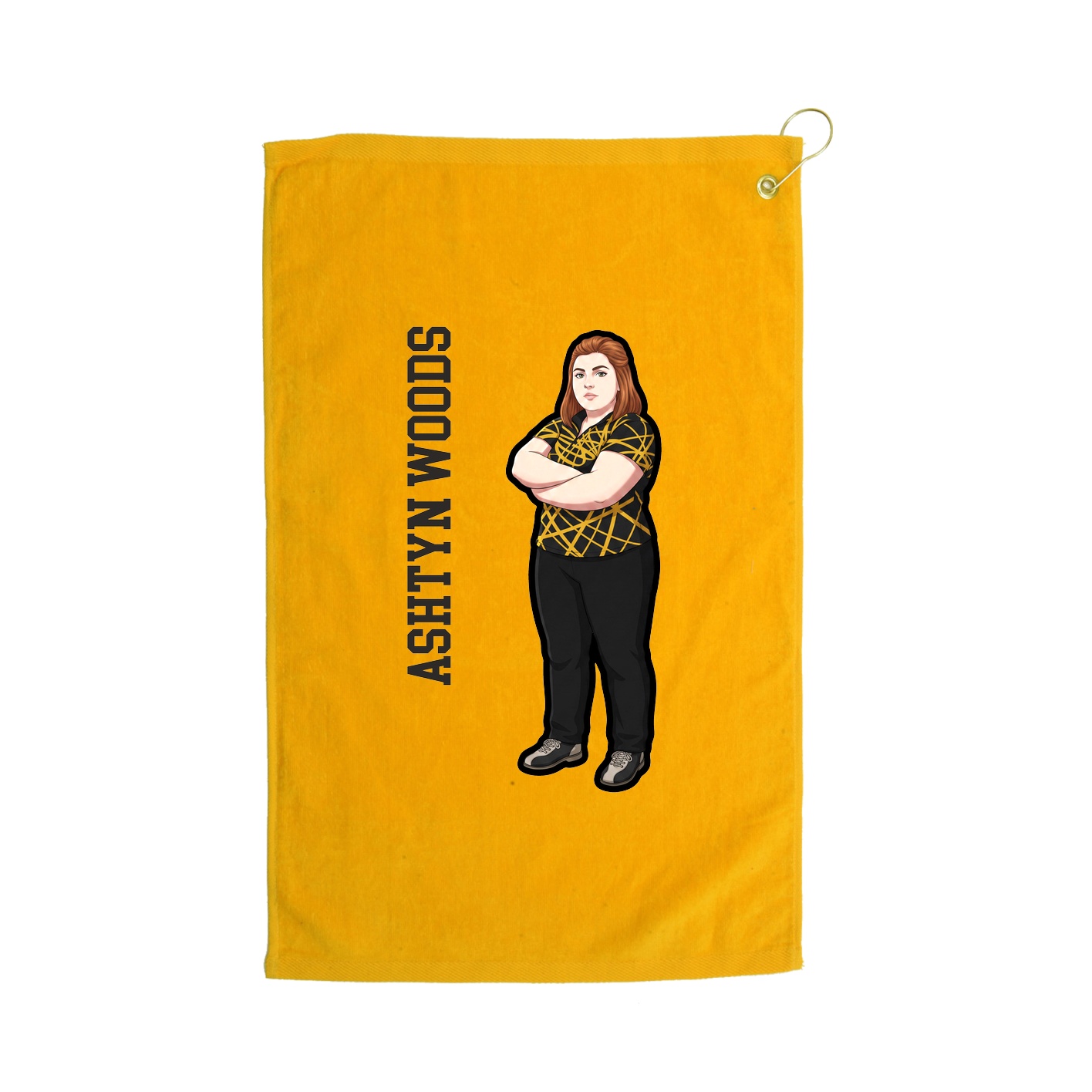 Golf Towel — Name Vertical in Gold