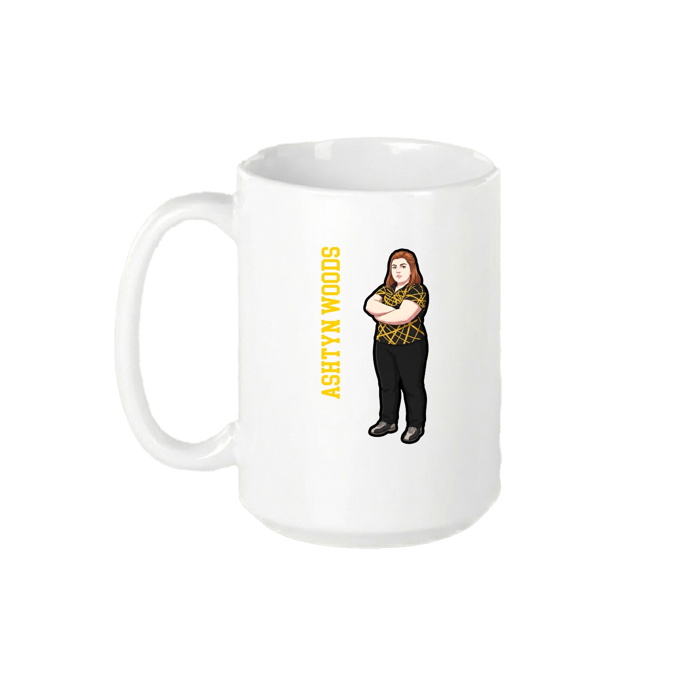 15oz Coffee Mug — Name Vertical in White