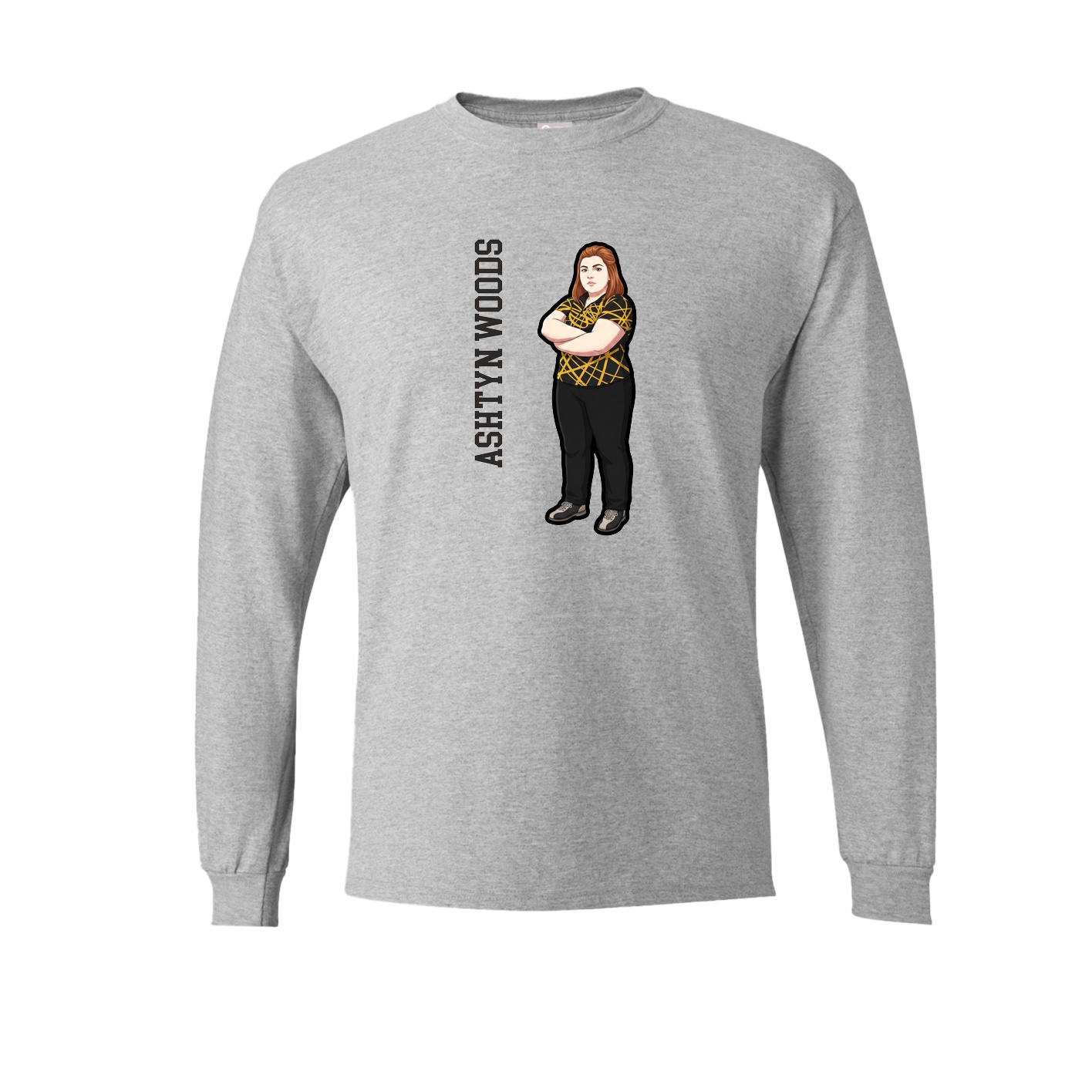 Long Sleeve Tee — Name Vertical in Grey