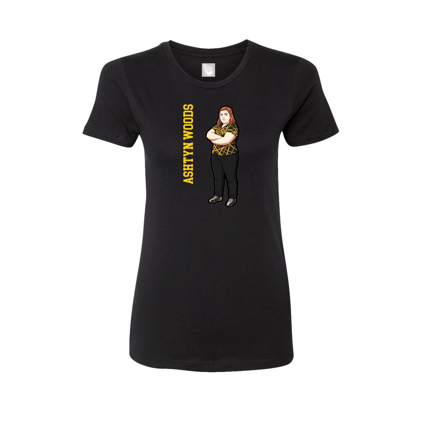 Womens Tee — Name Vertical in Black