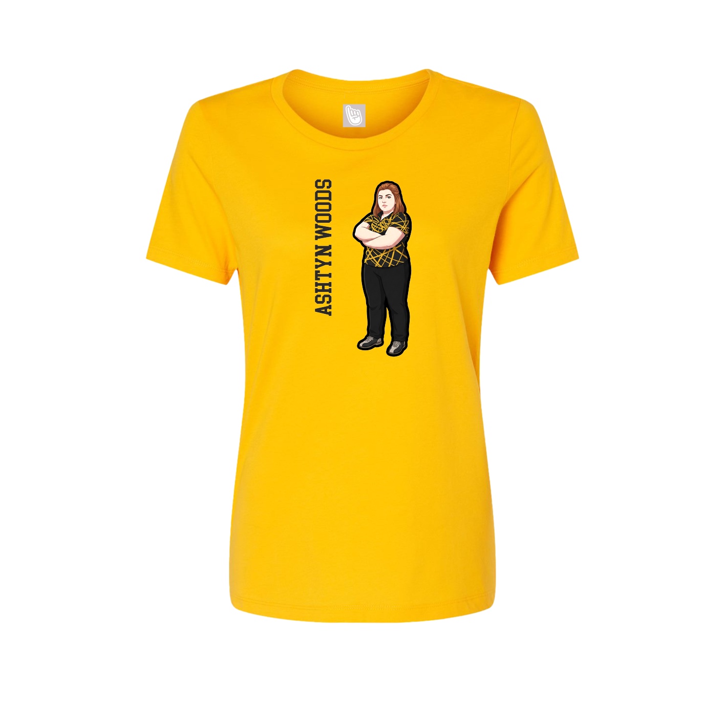 Fitted Women's Tee — Name Vertical in Gold