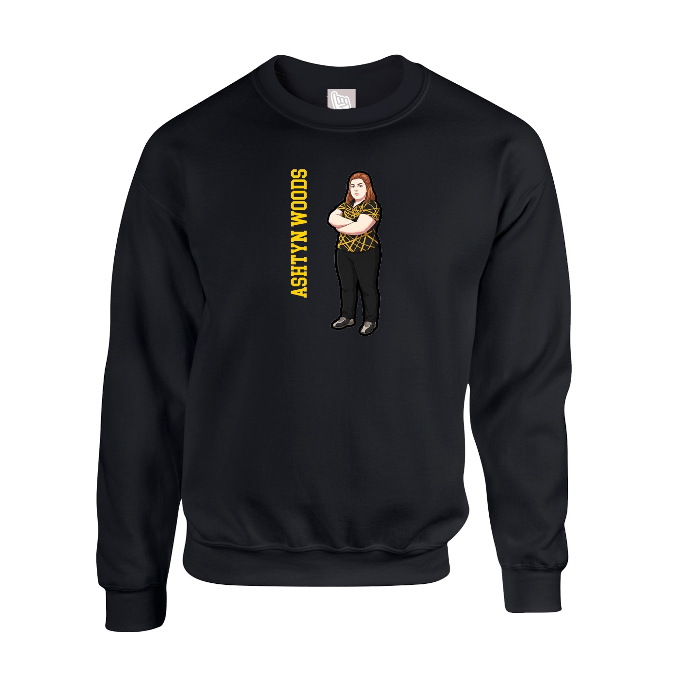 Fleece Crew — Name Vertical in Black