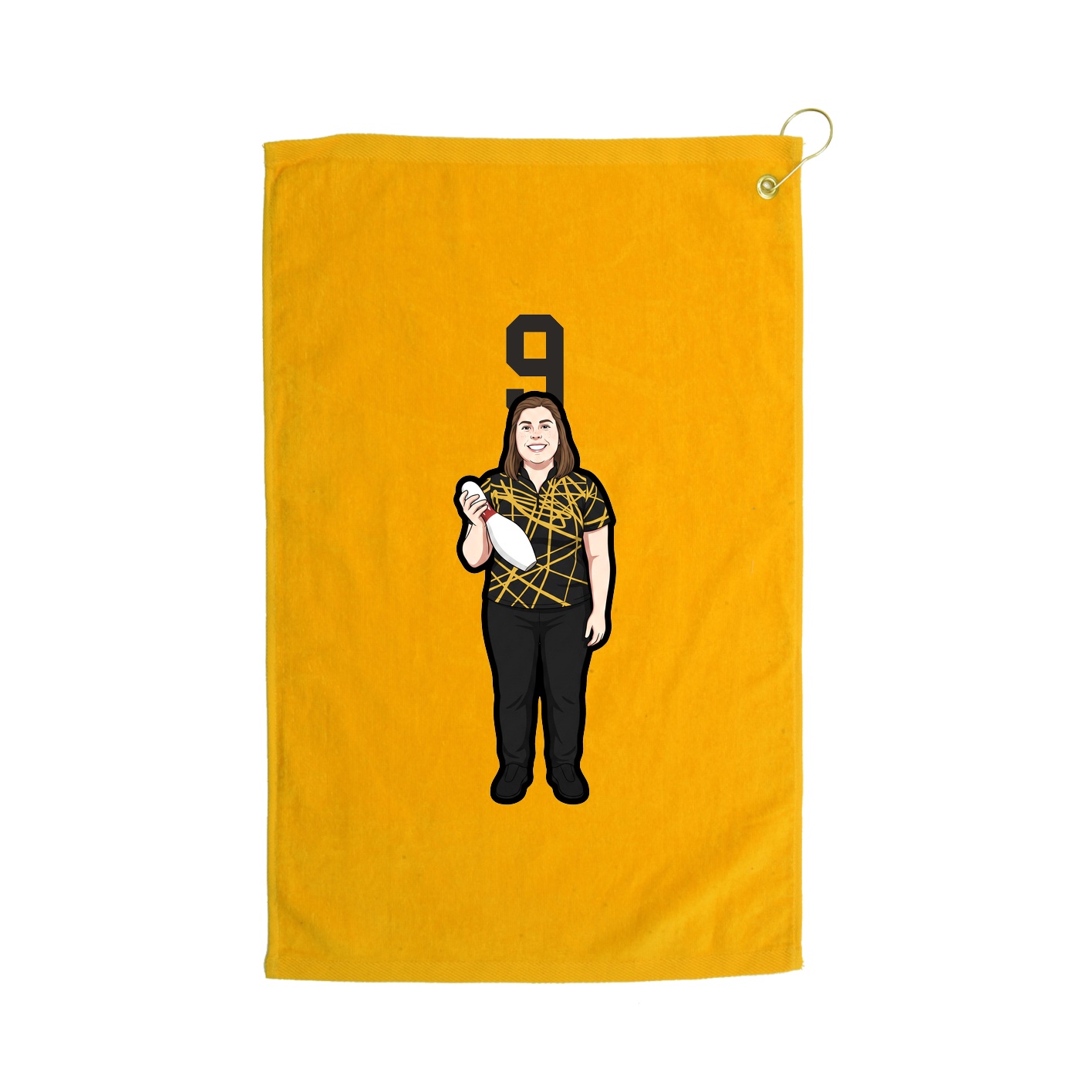 Golf Towel — Number Top in Gold