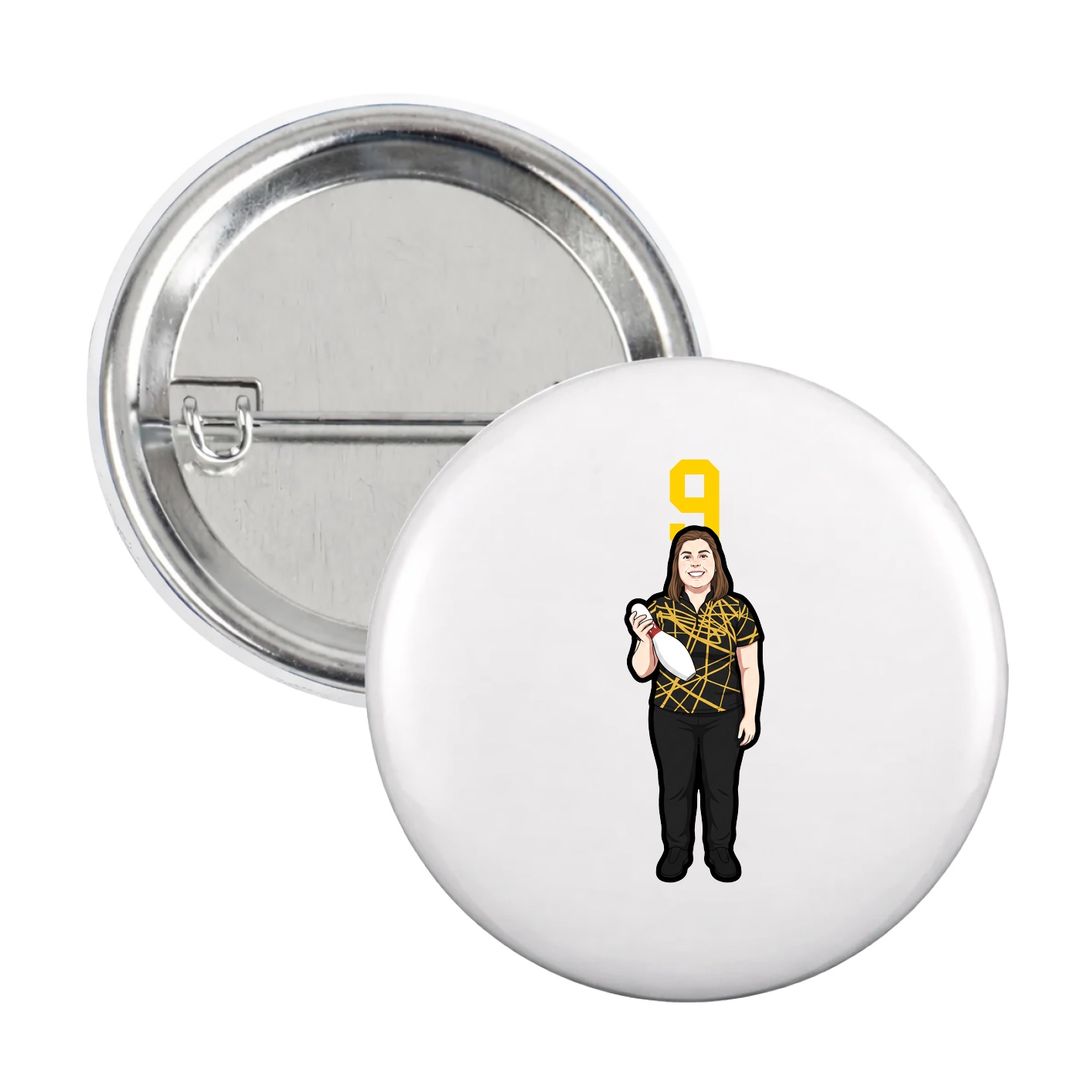 Game Day Button — Number Top in White