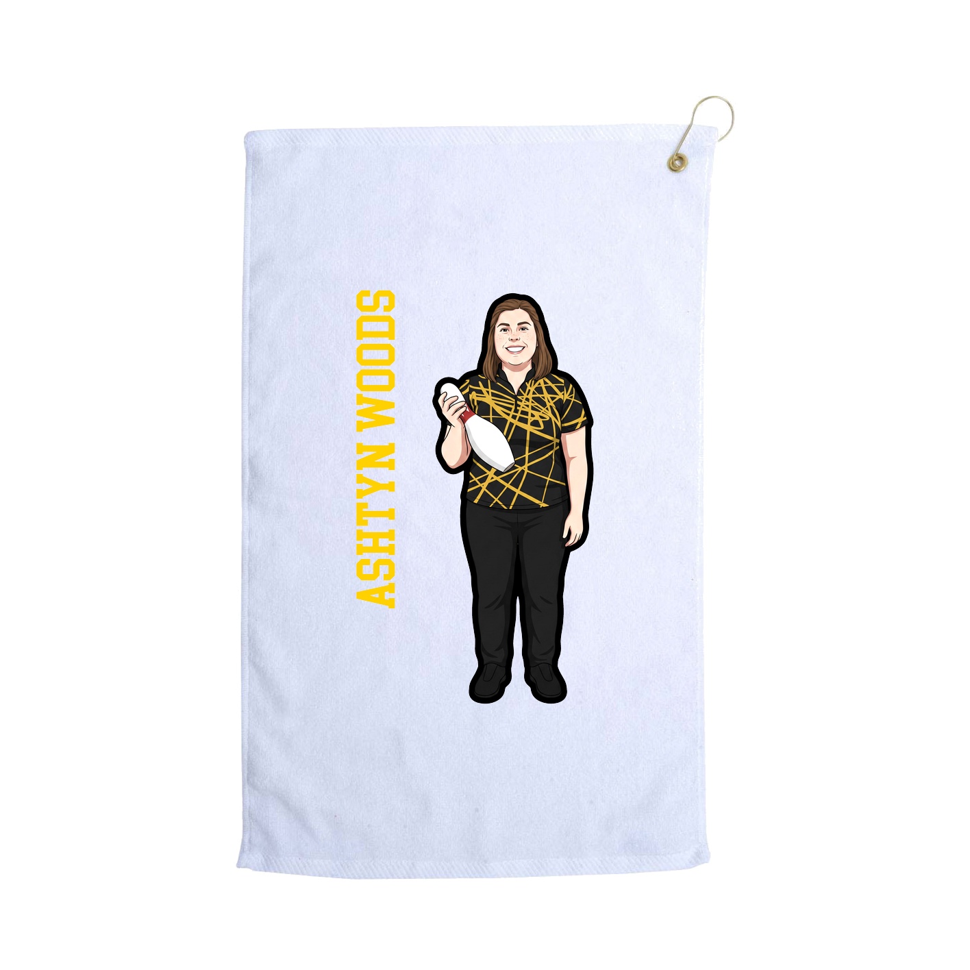 Golf Towel — Name Vertical in White