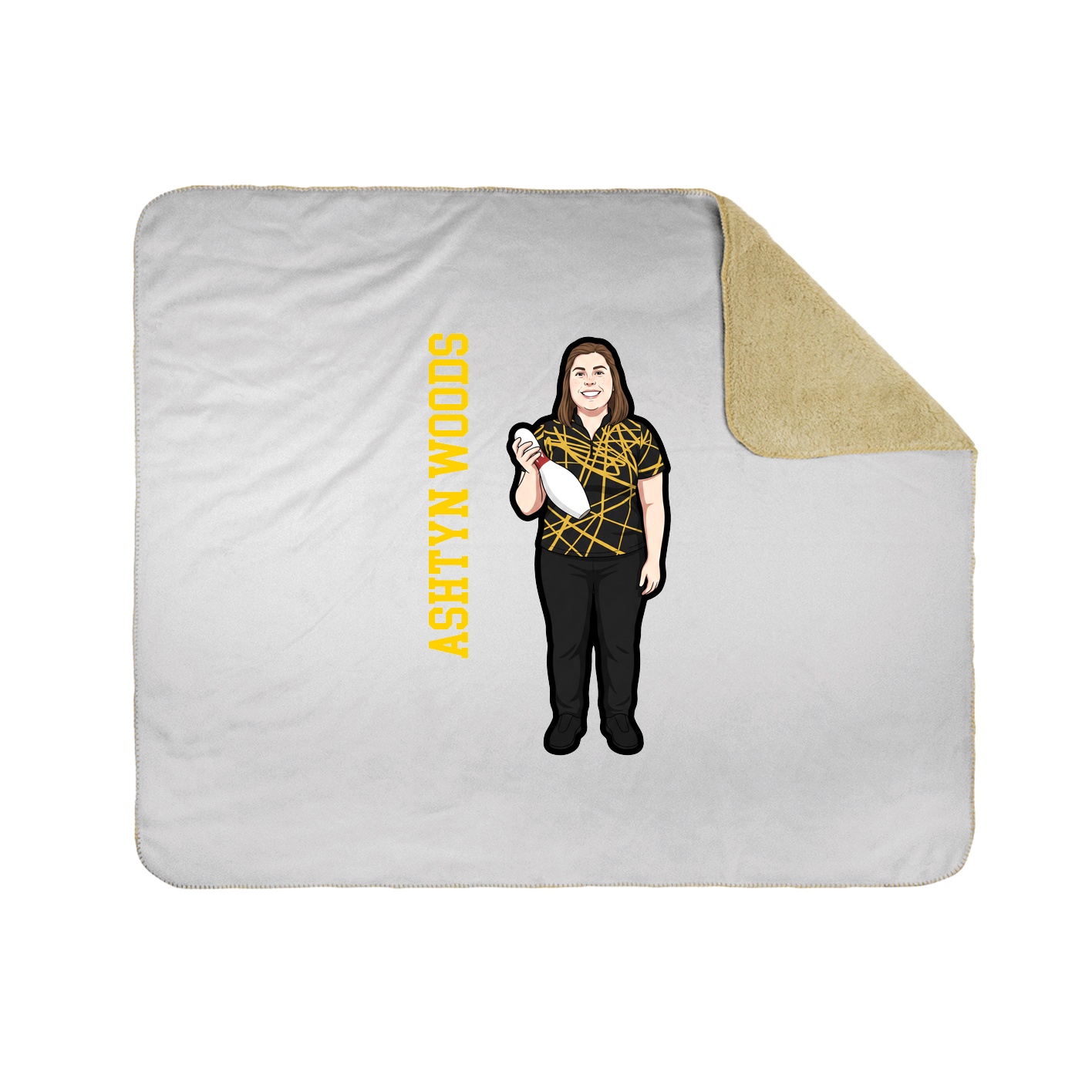 Throw Blanket — Name Vertical in White