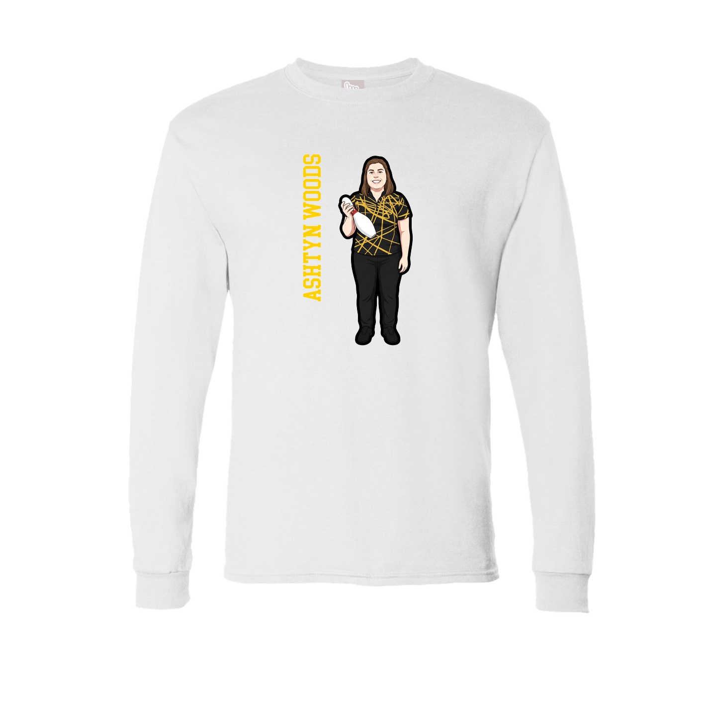 Long Sleeve Tee — Name Vertical in White