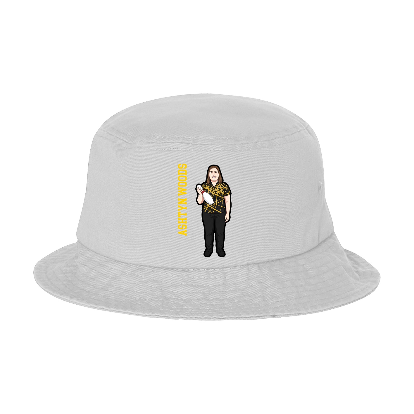 Bucket Cap — Name Vertical in White