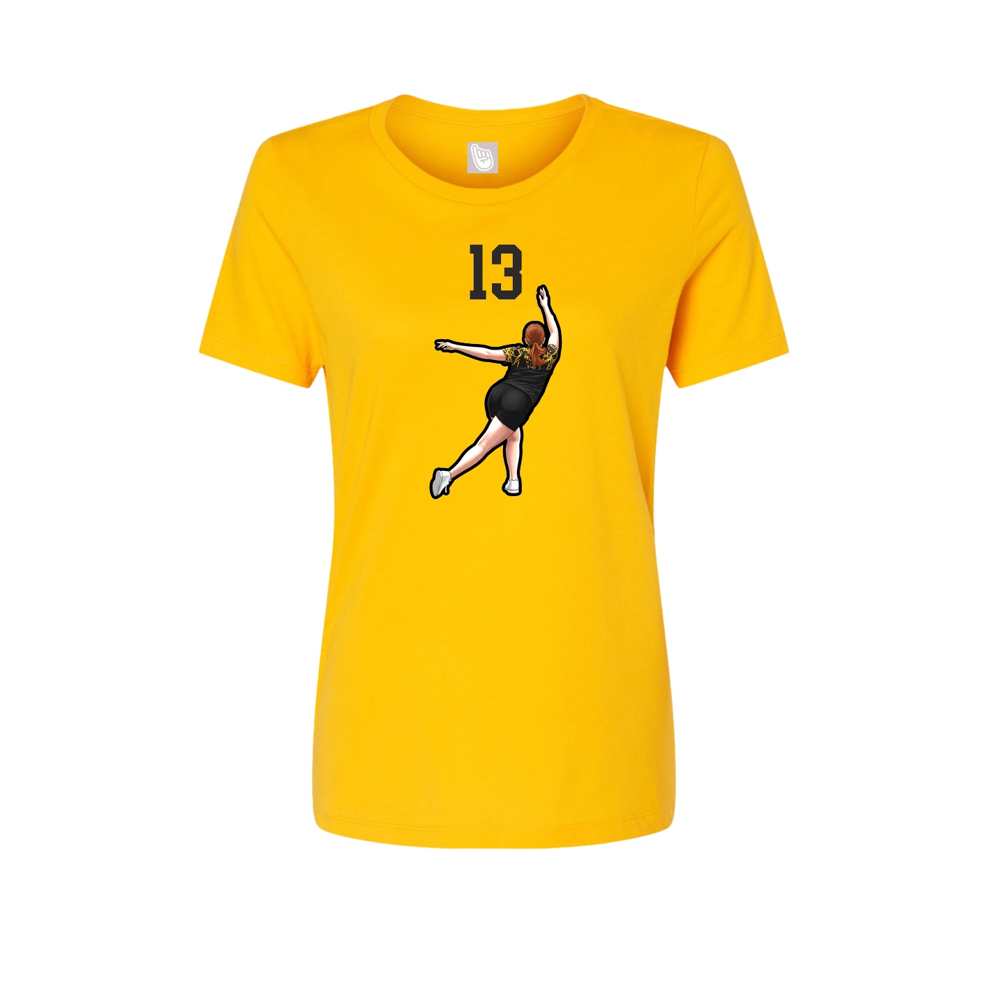 Fitted Women's Tee — Number Top in Gold
