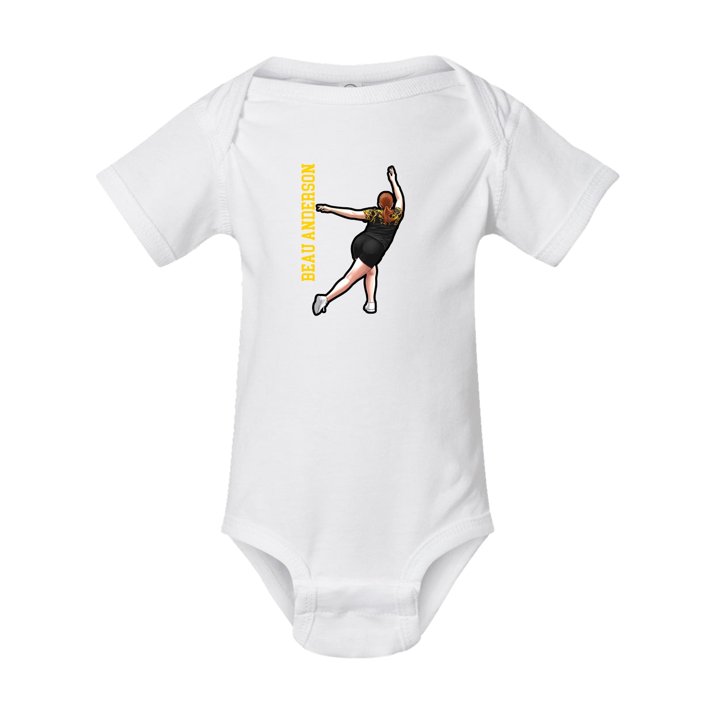 Baby Onesie — Name Vertical in White